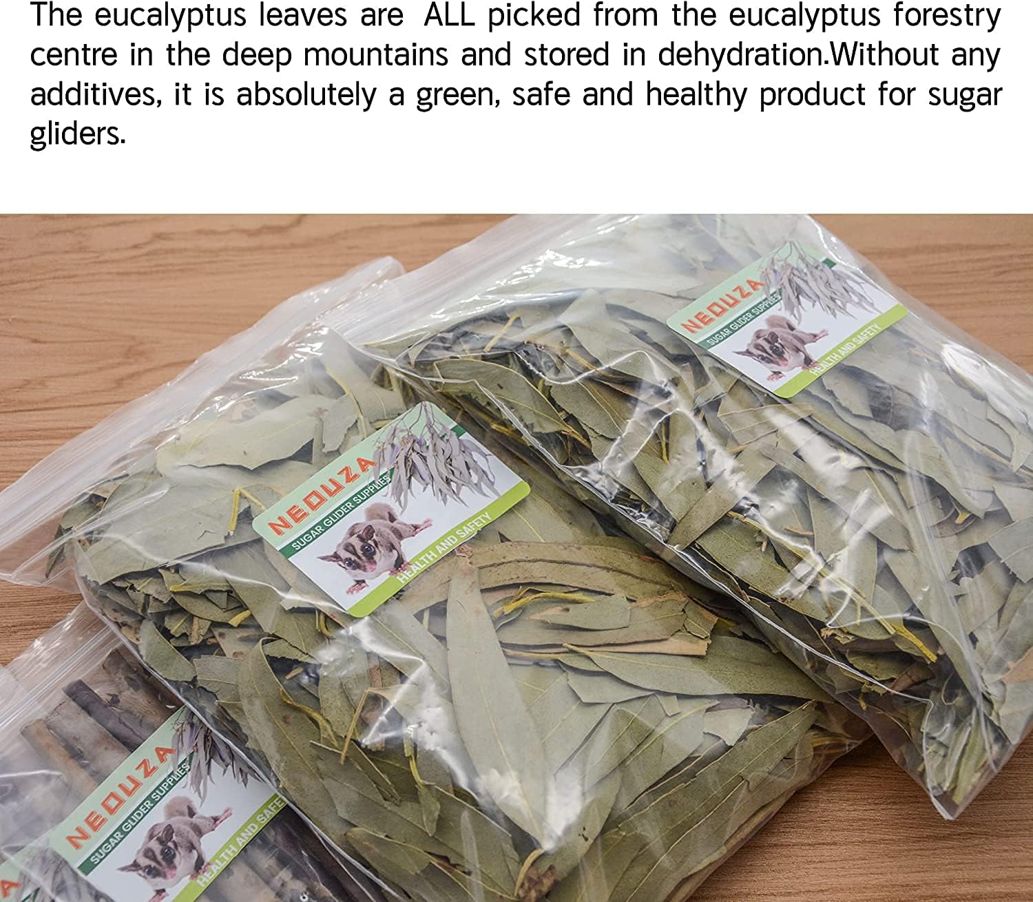 NEOUZA Sugar Glider Small Animal Bedding, Chew Treats, Molar Toys, 7oz/200g Natural Dried Eucalyptus Leaves and Twigs for Sugar Gliders, Aromatic & Decorative Use - Image 6