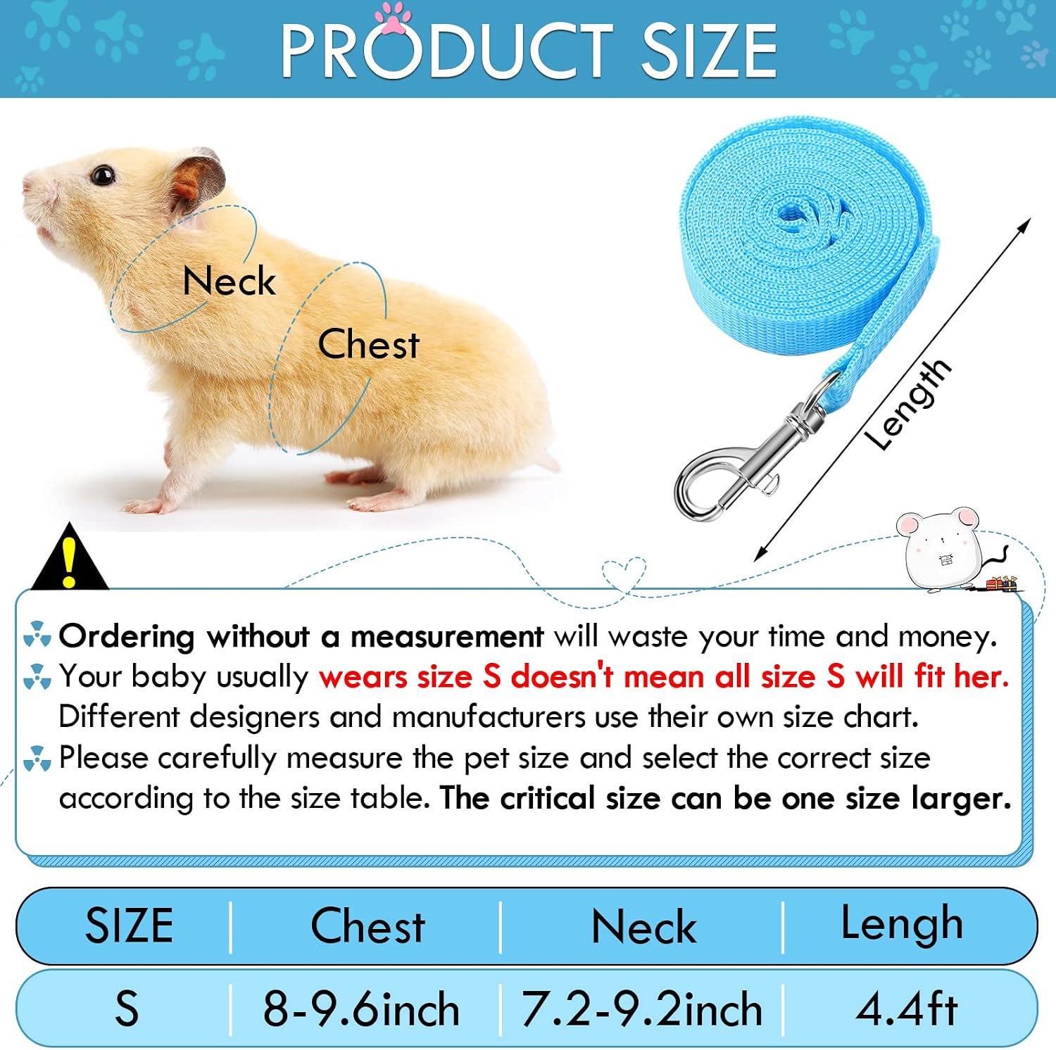 SATINIOR 2 Sets Guinea Pig Harness and Leash Adjustable Soft Mesh Harness Bell No Pulling Comfort Vest for Baby Ferret Rats Hamster Bunny Rabbit Chinchilla and Small Pet(Blue, Black,S) - Image 2