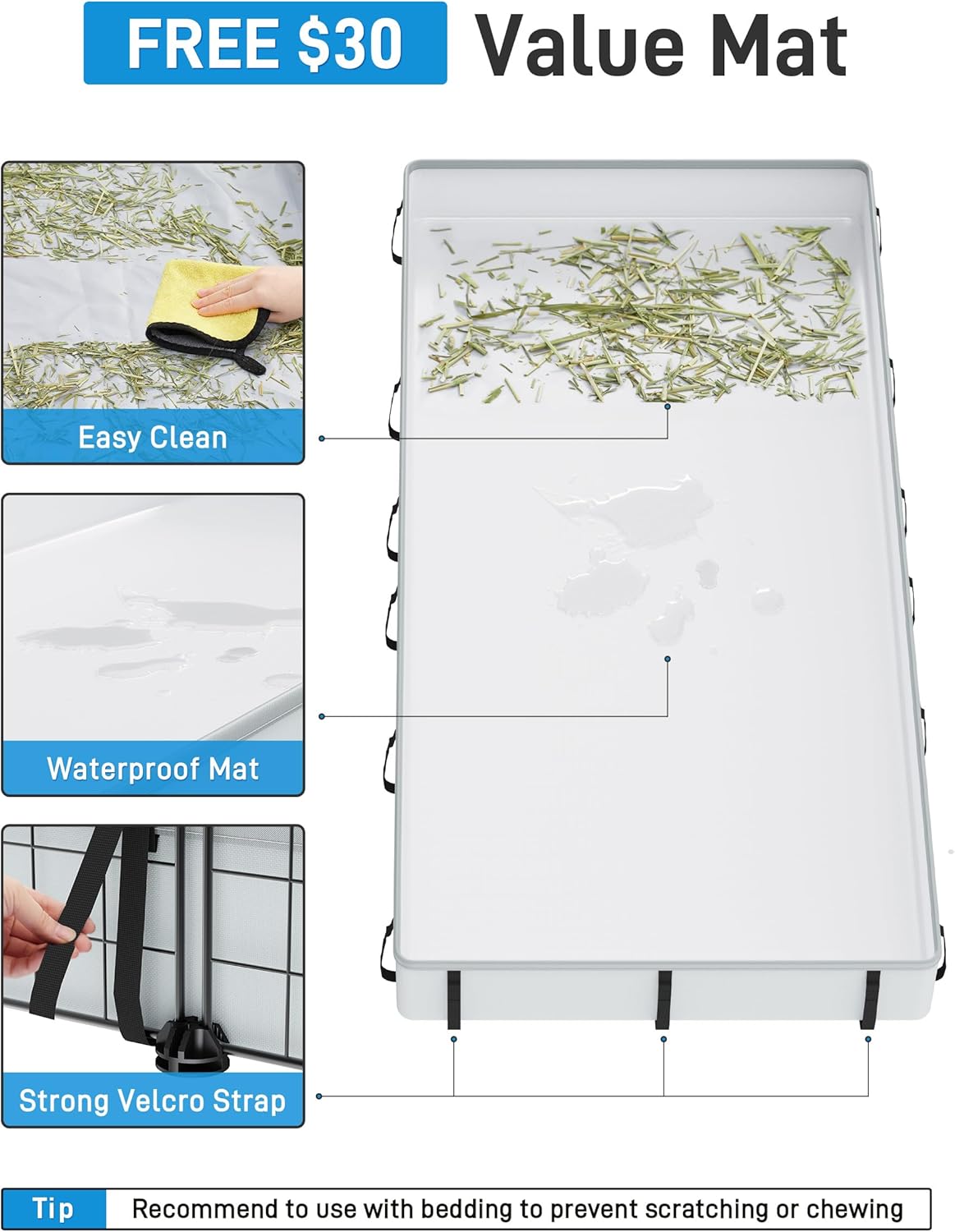 BUCATSTATE Guinea Pig Cages for 2, 20 Panels Guinea Pigs Playpen with Waterproof Mat, Metal Rabbit Cage Indoor for Hedgehogs, Quail, Chickens (56" L x 24" W x 12" H) - Image 7