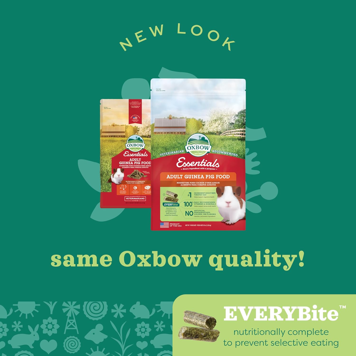 Oxbow Essentials Guinea Pig Food, Adult Guinea Pig, Made with Oxbow Timothy Hay, Pet Food Pellets with Vitamin C, Small Animal Pet Products, Made in USA, High Fiber, 5 lb. bag - Image 8