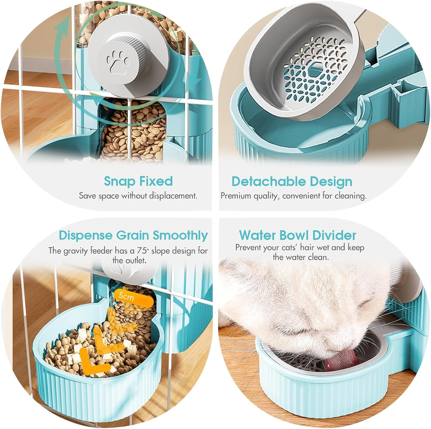 GPY Automatic Hanging Gravity Pet Feeder and Water Dispenser Set ,Automatic Rabbit Feeder and Dog Water Dispenser for Dogs Cats Pets Animals Large Capacity (Blue Water Feeder&Food Feeder) (Blue) - Image 5