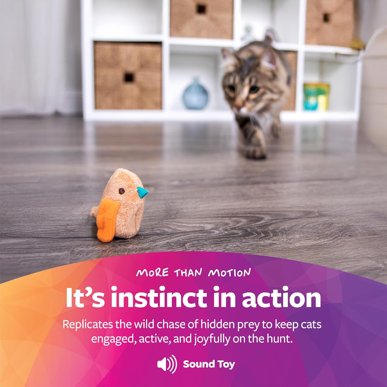 SmartyKat Chickadee Chirp Electronic Sound Cat Toy, Contains Catnip, Battery Powered - Light Brown, One Size - Image 5