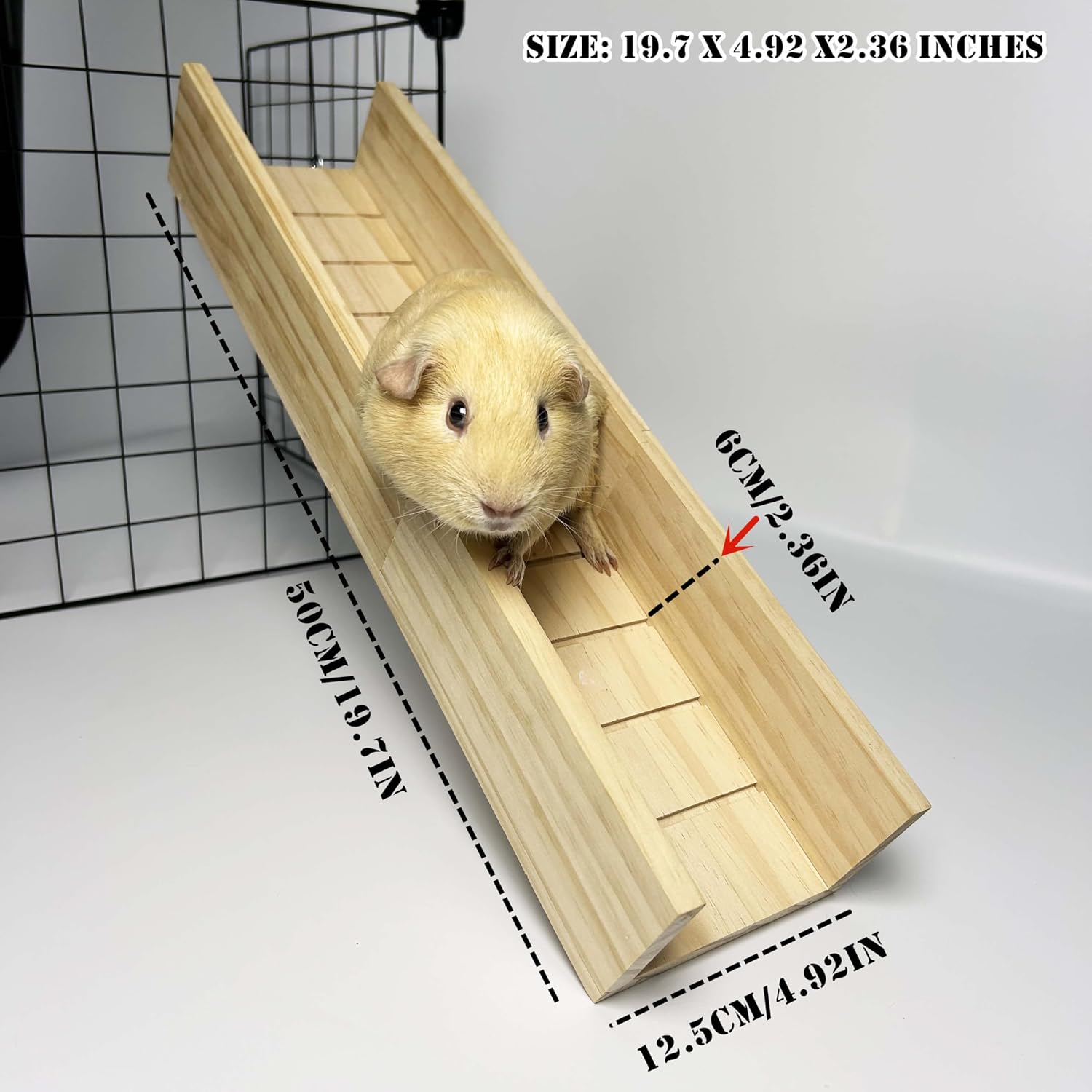 Guinea Pig Bridge, Small Animal Wooden Ladder Ramp, Guinea Pig Cage Ramp Bridge, Guinea Pig Cage Accessories for Guinea Pigs, Ferrets, Chinchillas (Medium) - Image 6