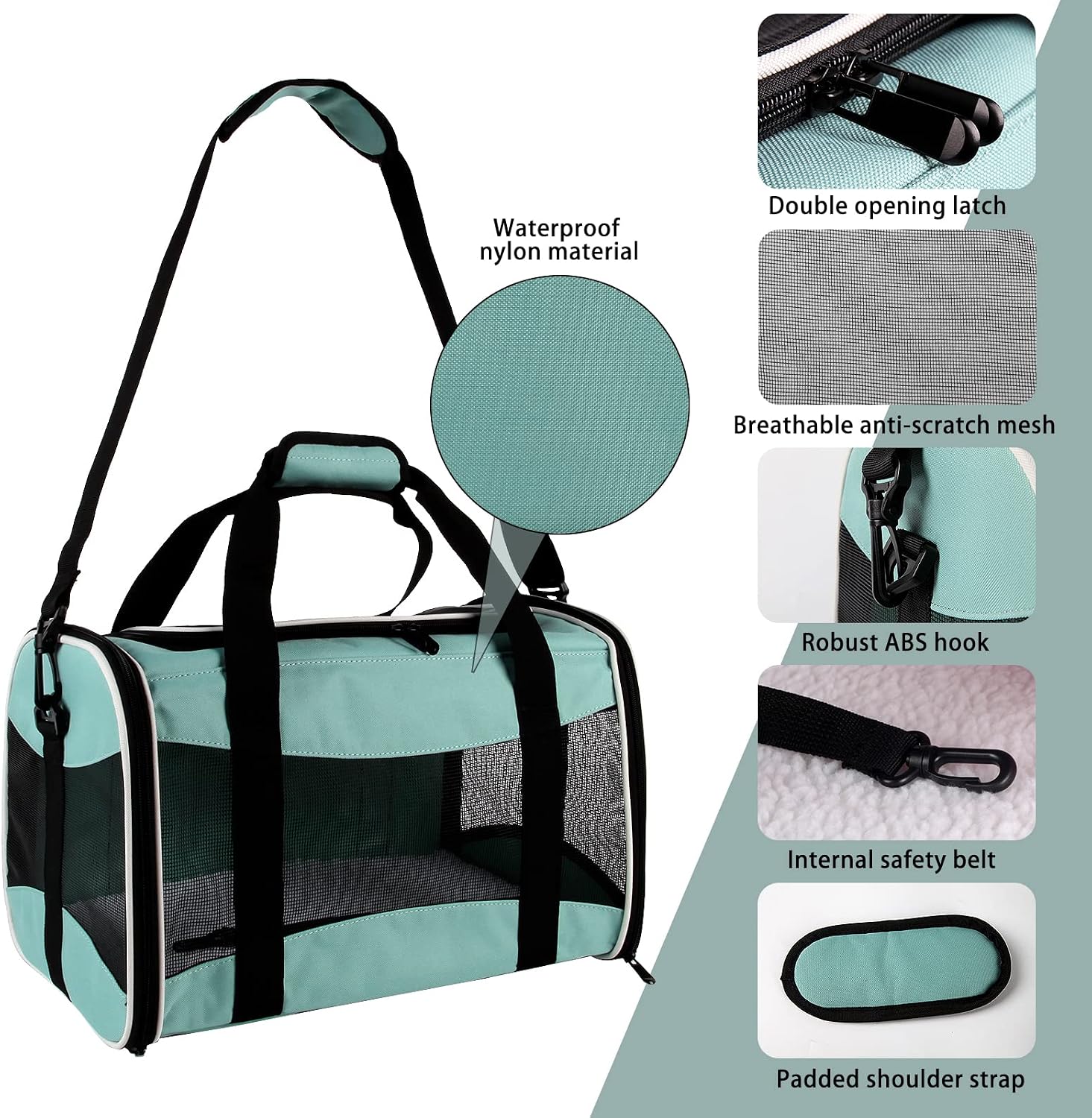 Small Animal Travel, Carrier for Hedgehog Rat Parrot Bird Guinea Pig, Lizards Carrier, Soft Sided Travel Carrier Portable Guinea Pig Up to 10 Lbs (15 * 10 * 10, Green) - Image 5