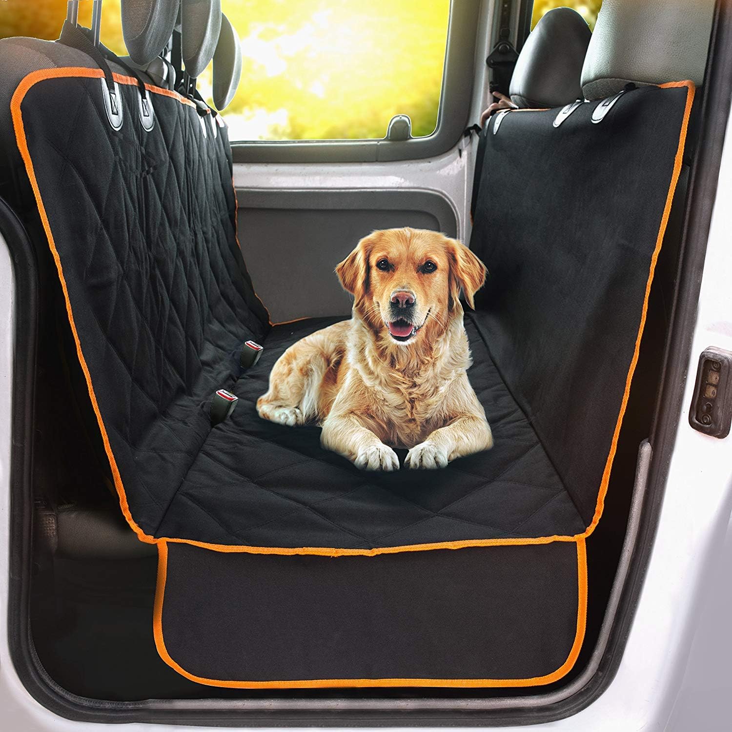 Doggie World Dog Car Seat Cover for Back Seat, Waterproof Dog Hammock | Durable Pet Car Seat Cover Backseat Protector for Cars & SUVs, Nonslip Scratchproof Rear Seat Cover Against Dirt, Fur