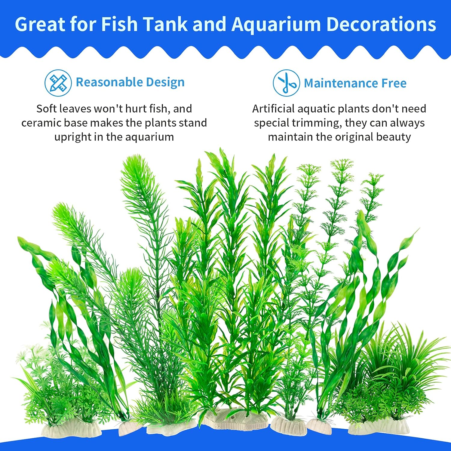MyLifeUNIT Aquarium Plants, 20 Pack Artificial Fish Tank Plants for Aquarium Decorations (Green) - Image 2