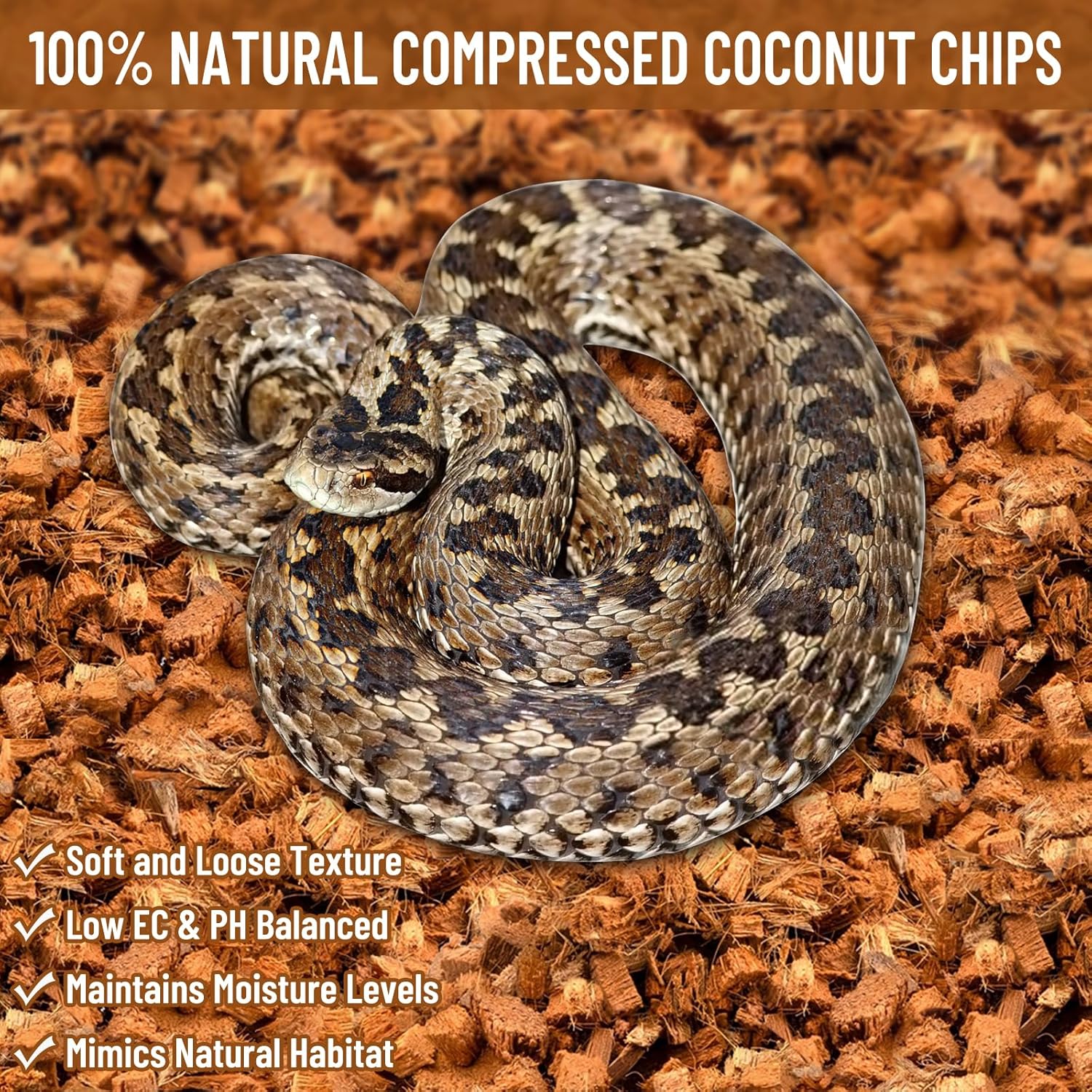 Riare 10LB Coconut Chip Substrate for Reptiles, 72 Quart Coconut Fiber Substrate Coco Chips Substrate Coconut Husk Bedding for Snakes, Tortoises, Ball Python, Bearded Dragon, Geckos, Lizards, Frogs - Image 5