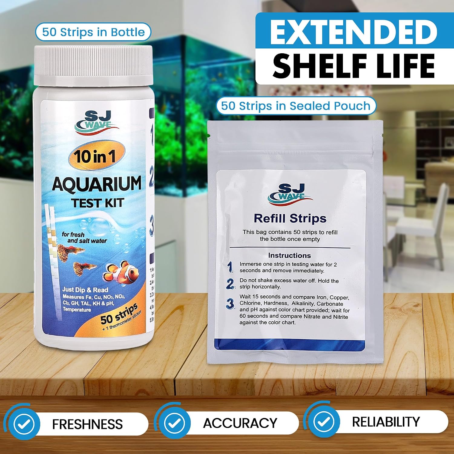 10 in 1 - Aquarium Test Strips | 100 Fast & Accurate Strips | Fish Tank Aquariums Water Test Kit & ebook | Aquarium Thermometer | Fish Tank Water Testing Kit for Fresh & Saltwater | Versatile Usage - Image 4