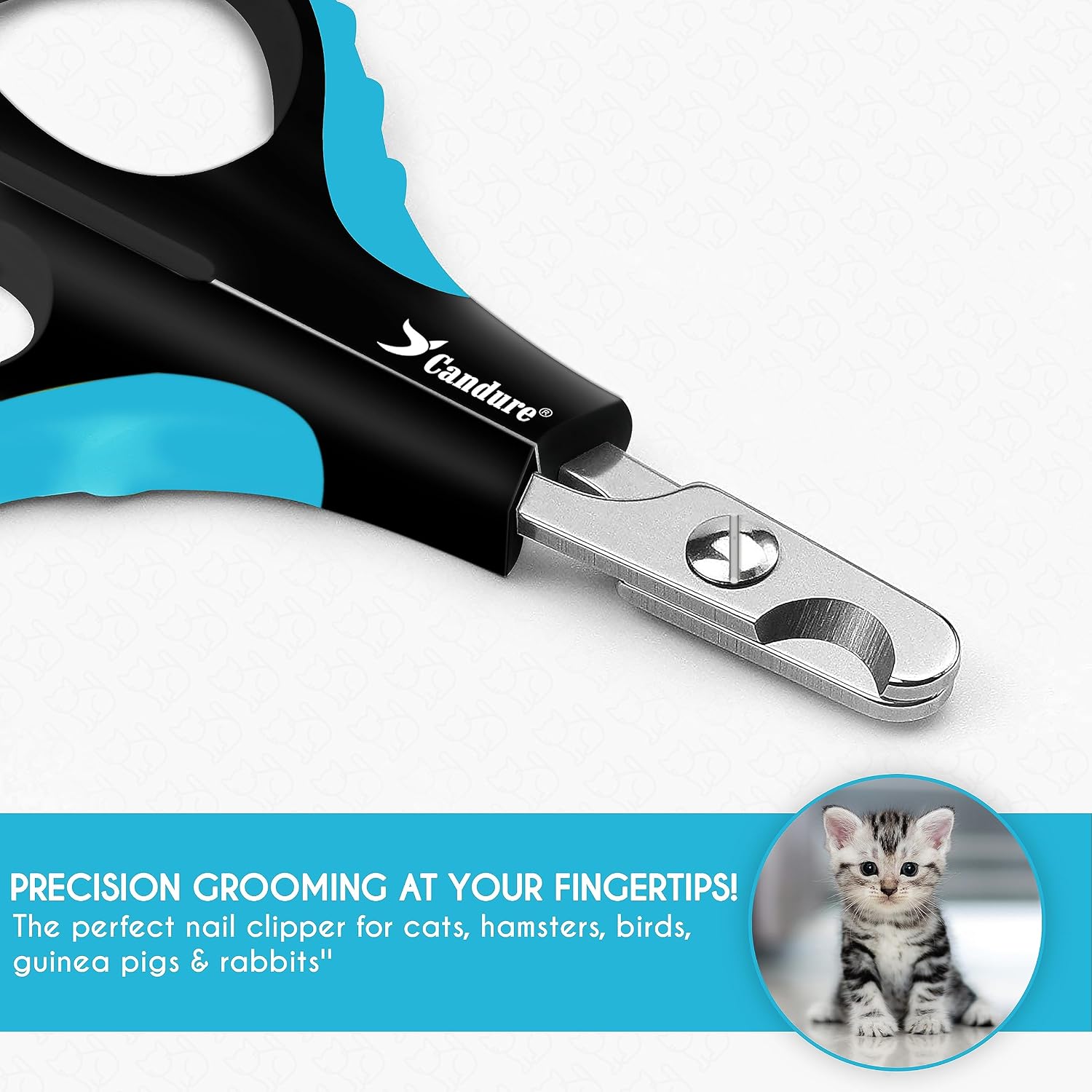 Candure Cat Nail Clipper Stainless Steel Cat Claw Trimmers for Rabbits, Guinea Pigs, Birds, Puppies, Kittens and Small Animals Pet Nail Clipper for Professional and Home Use (Blue) - Image 2