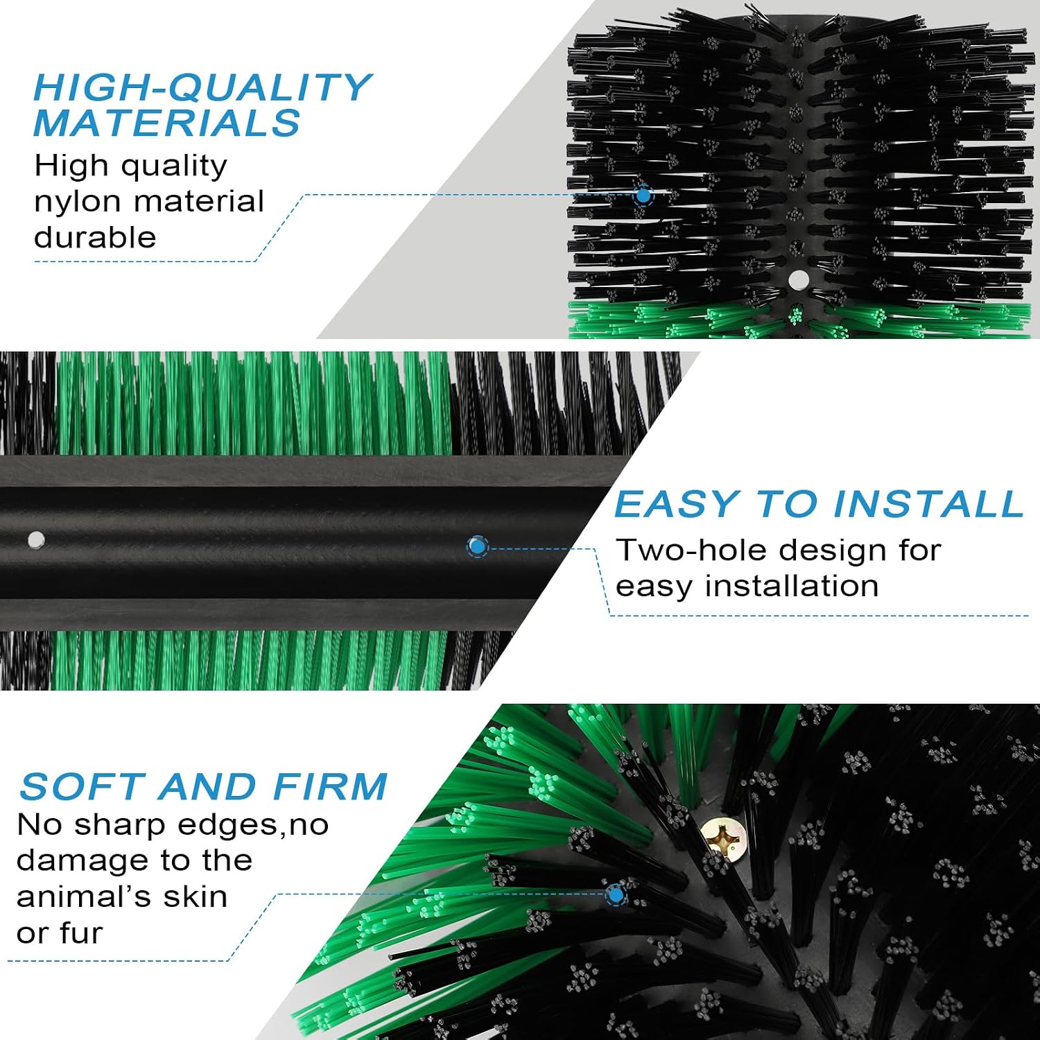 2psc Livestock Scratching Brush with 8 Screws – Cattle and Horse Grooming Brushes, Itch Relief for Horse, Goat, Cattle,Cow,Sheep, and Pig,Animal Back Scratching – Black & Green - Image 4
