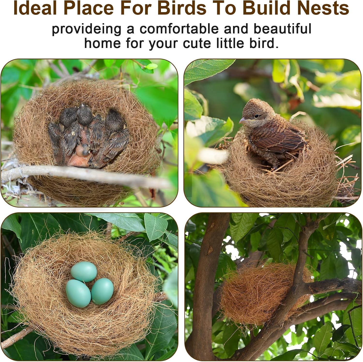 Sukh 2PCS Coconut Fiber for Bird Nest - Canary Nesting Material Coconut Bird Nest Finch Coconut Fiber Loose Bedding Substrate for Laying Eggs,Resting Materials for Birds, Hummingbird Parakeet - Image 3