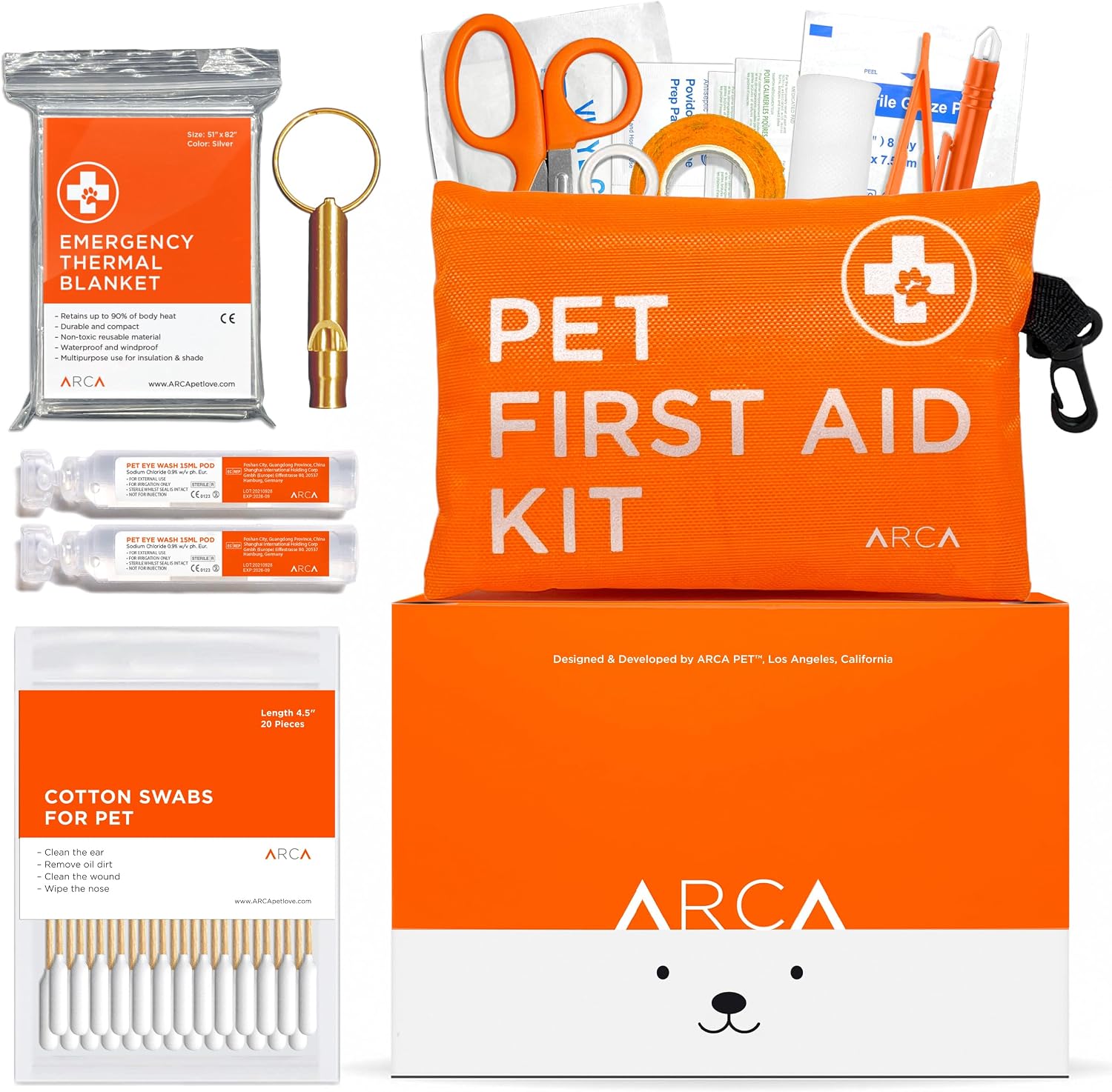 ARCA PET Dog First Aid Kit - Pet Emergency Kit - Water Resistant High Visibility Reflective First Aid Pouch Dog Camping Essentials for Hiking, Backpacking, Sports, Hunting