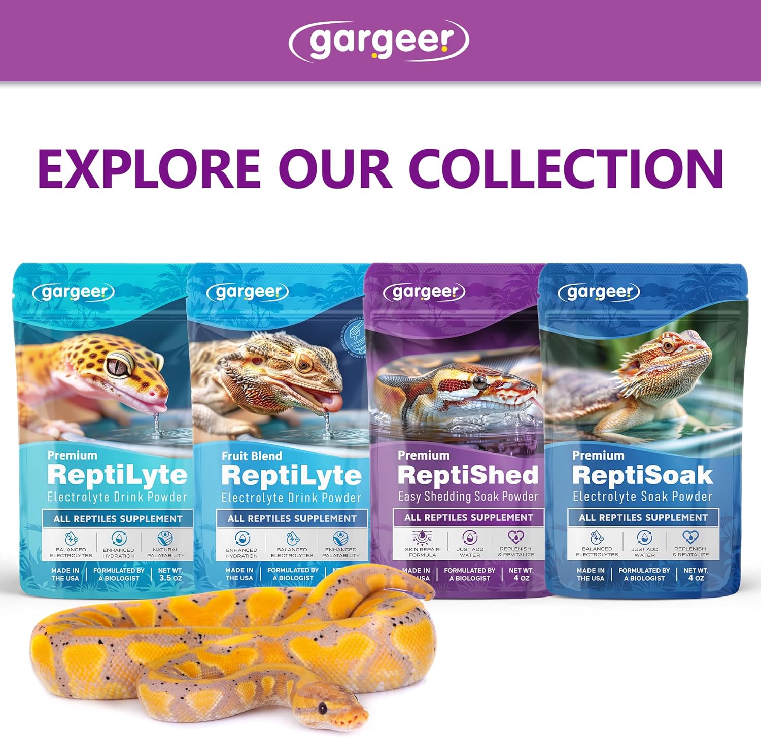 Gargeer 4oz Electrolytes Bath Powder for Reptiles. USA Made Hydration Aid | Restores fluid balance & energy! Therapeutic bath powder with magnesium, sodium & potassium for post-laying or illness - Image 6