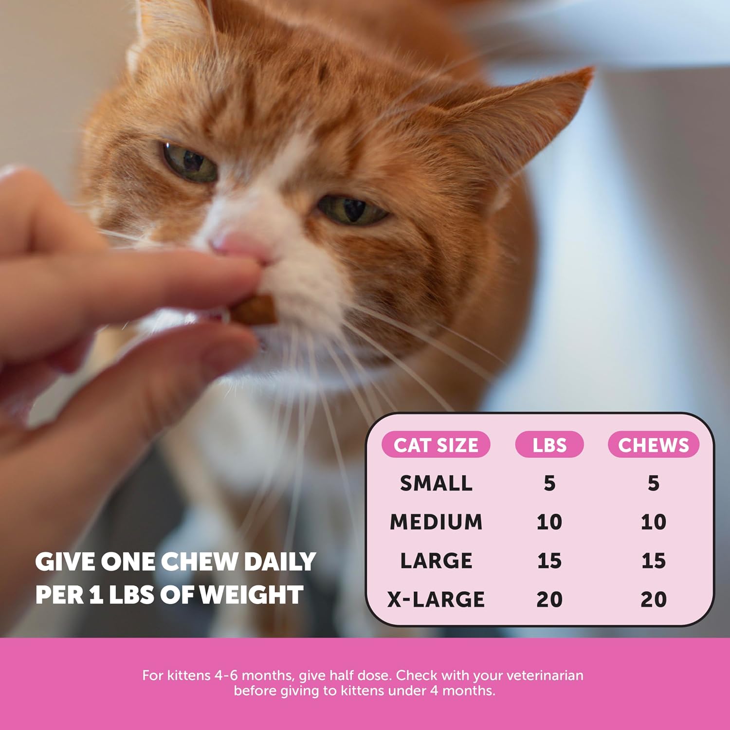 Cat Multivitamin Crunchy Creamy Chews - Daily Cat Vitamins with Lysine, Prebiotics, Omega 3 Fish Oil - Cat Treats for Immune Support, Skin Coat, Digestion, Heart + Joint Health (30-Day Supply) - Image 6