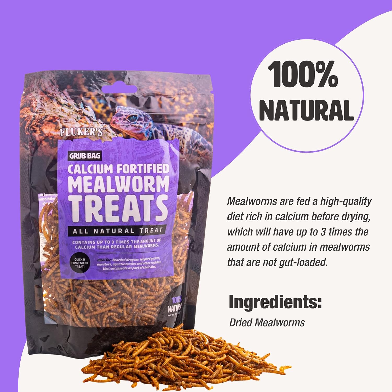 Fluker’s Grub Bag All Natural Calcium Fortified Mealworm Treats, Packed with Protein, Rich in Nutrients, A Reptile Favorite, 3 oz - Image 5