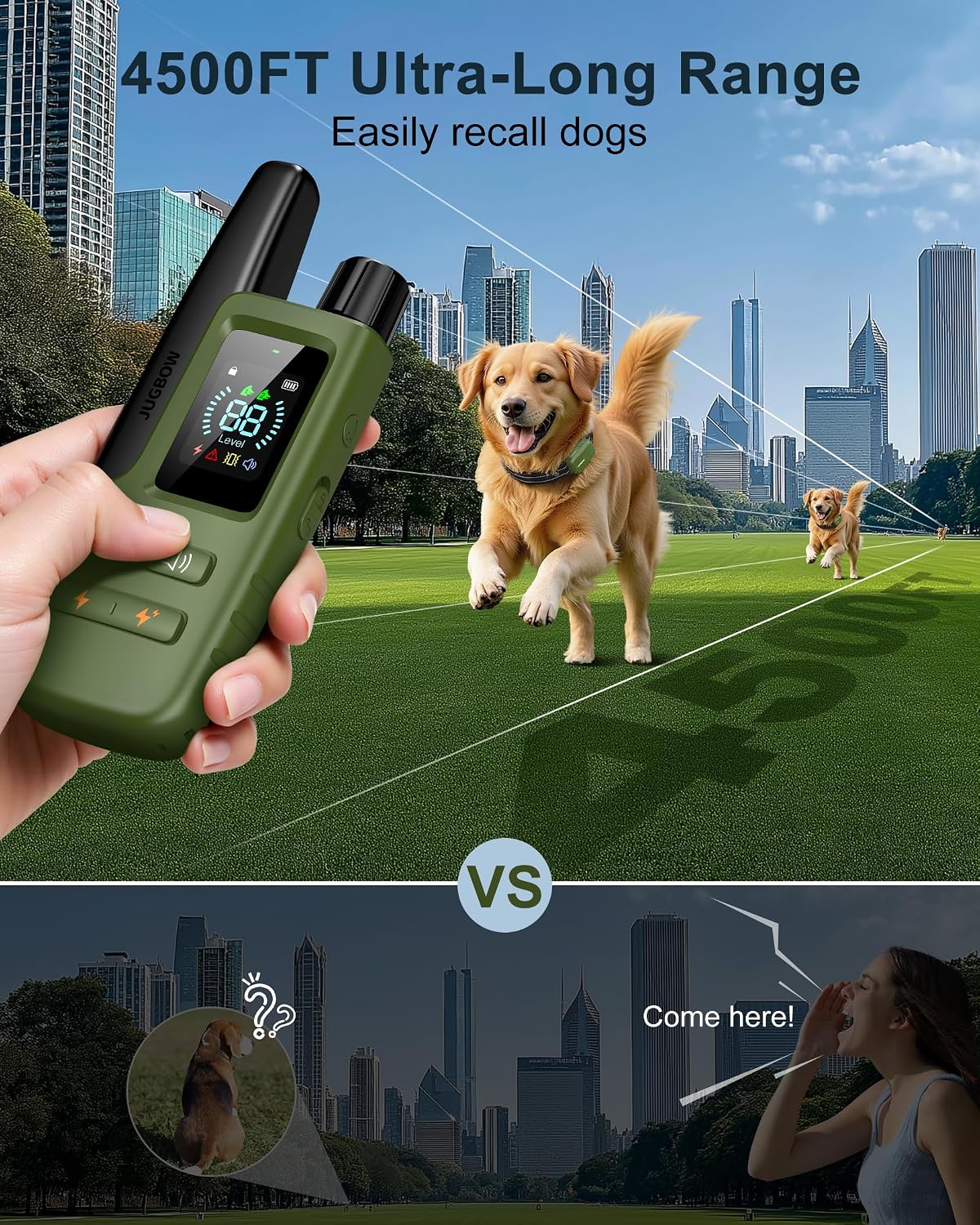 Dog Shock Collar - 4500FT Dog Training Collar with Remote, IPX8 Waterproof Electric Dog Collar with 4 Training Modes, Security Lock, Rechargeable eCollar for 10-120lbs Small Medium Large Dogs - Image 3