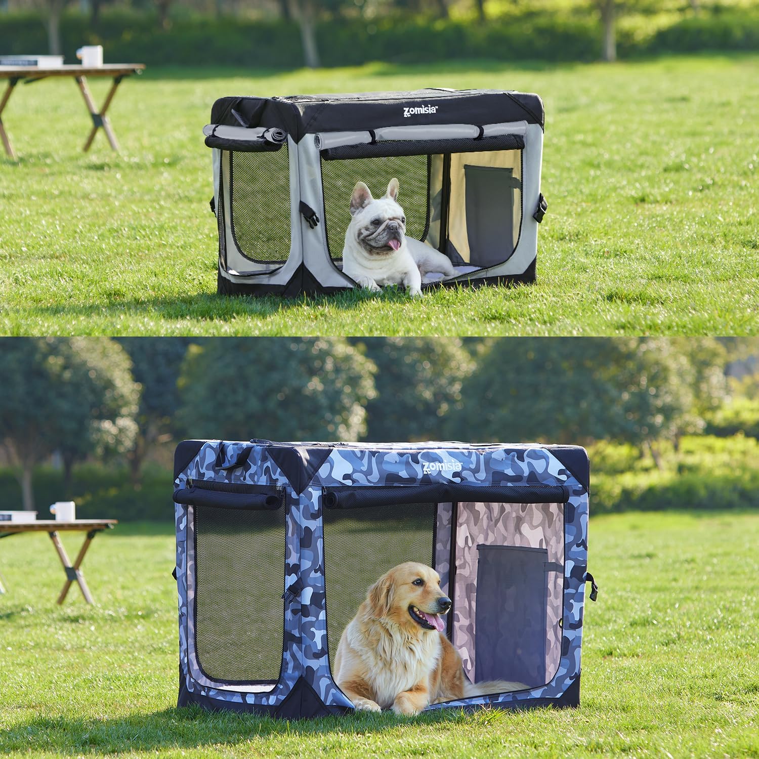 ZOMISIA 36 Inch Collapsible Dog Crate for Large Dogs - Portable Dog Travel Crate Soft Sided with Breathable Mesh Windows, Foldable Dog Kennel for Indoor and Outdoor, Grey - Image 3