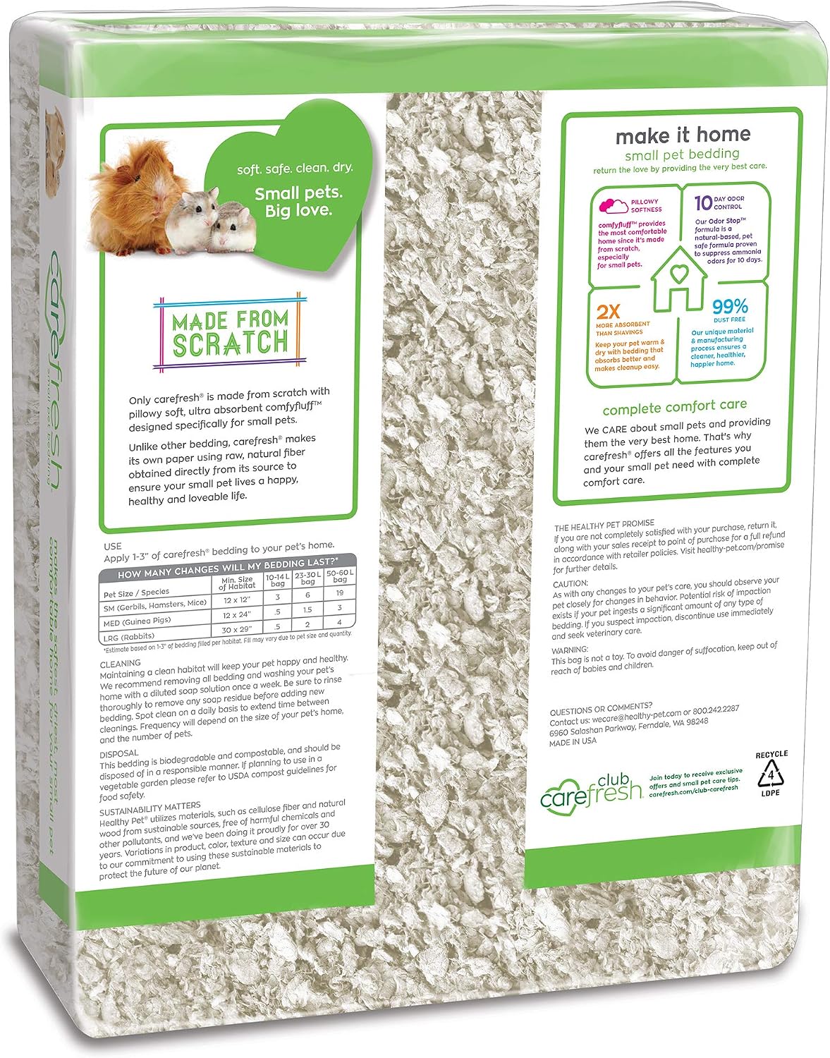 Carefresh 99% Dust-Free White Natural Paper Small Pet Bedding, Hamster Bedding, with Superior 10 Day Odor Control & Absorption, for Guinea Pigs, Hamsters, Rabbits, & Rats, 50 L - Image 2