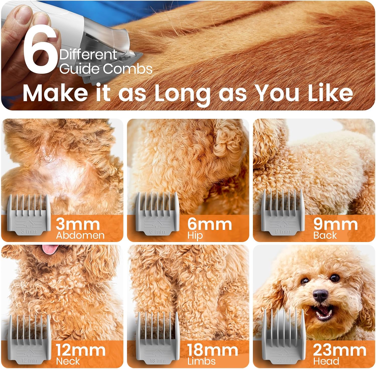 oneisall Dog Grooming Vacuum, Pet Grooming Vacuum with Clipper Nail Grinder, 1.5L Dust Cup Dog deshedding Brush with 7 Tools for Shedding Pet Hair, Home Cleaning(Blue) - Image 6