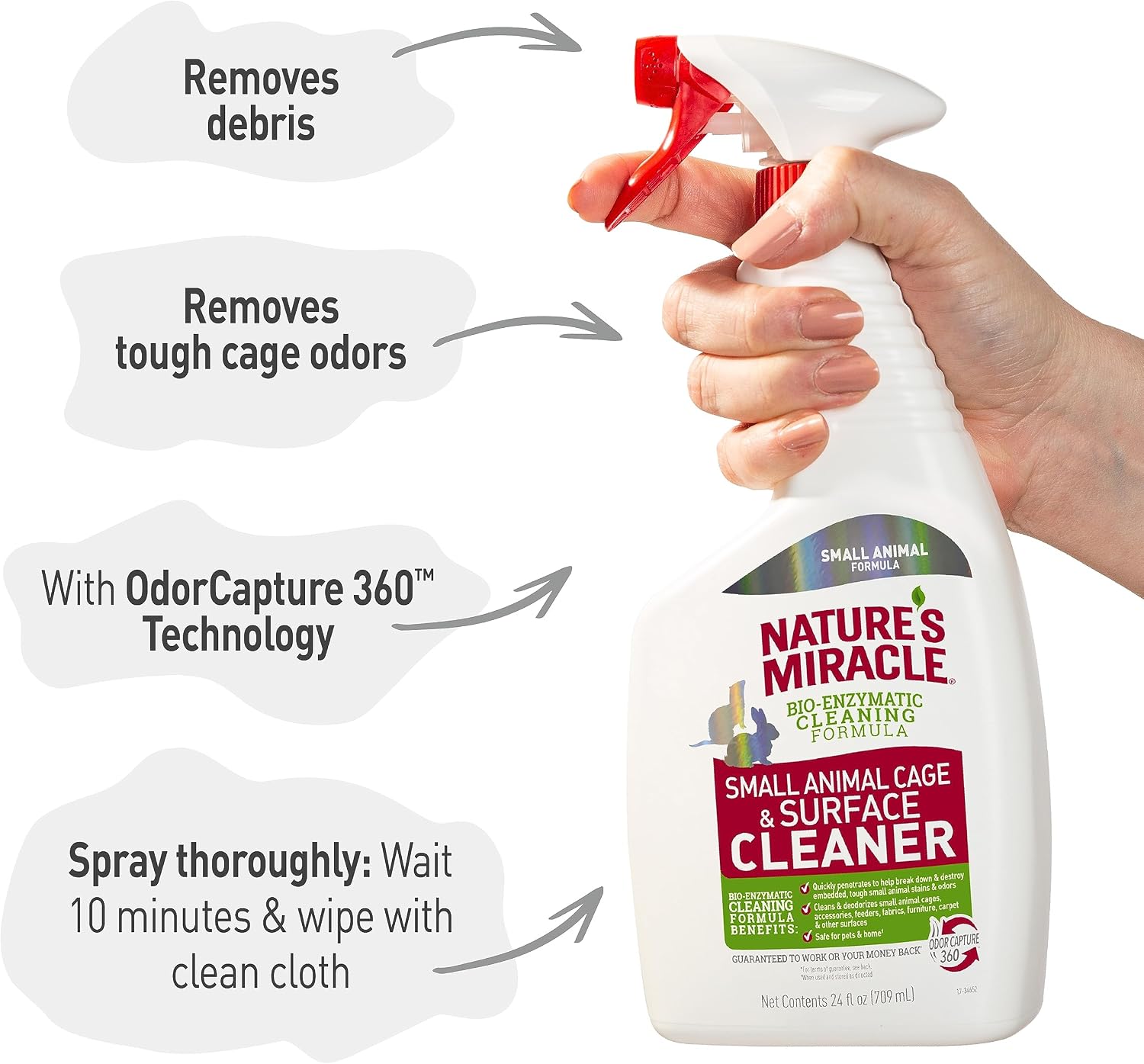 Nature’s Miracle Small Animal Cage and Surface Cleaner, Bio-Enzymatic Cleaning Formula, Destroy Tough Stains and Odors, 24 Ounces - Image 5