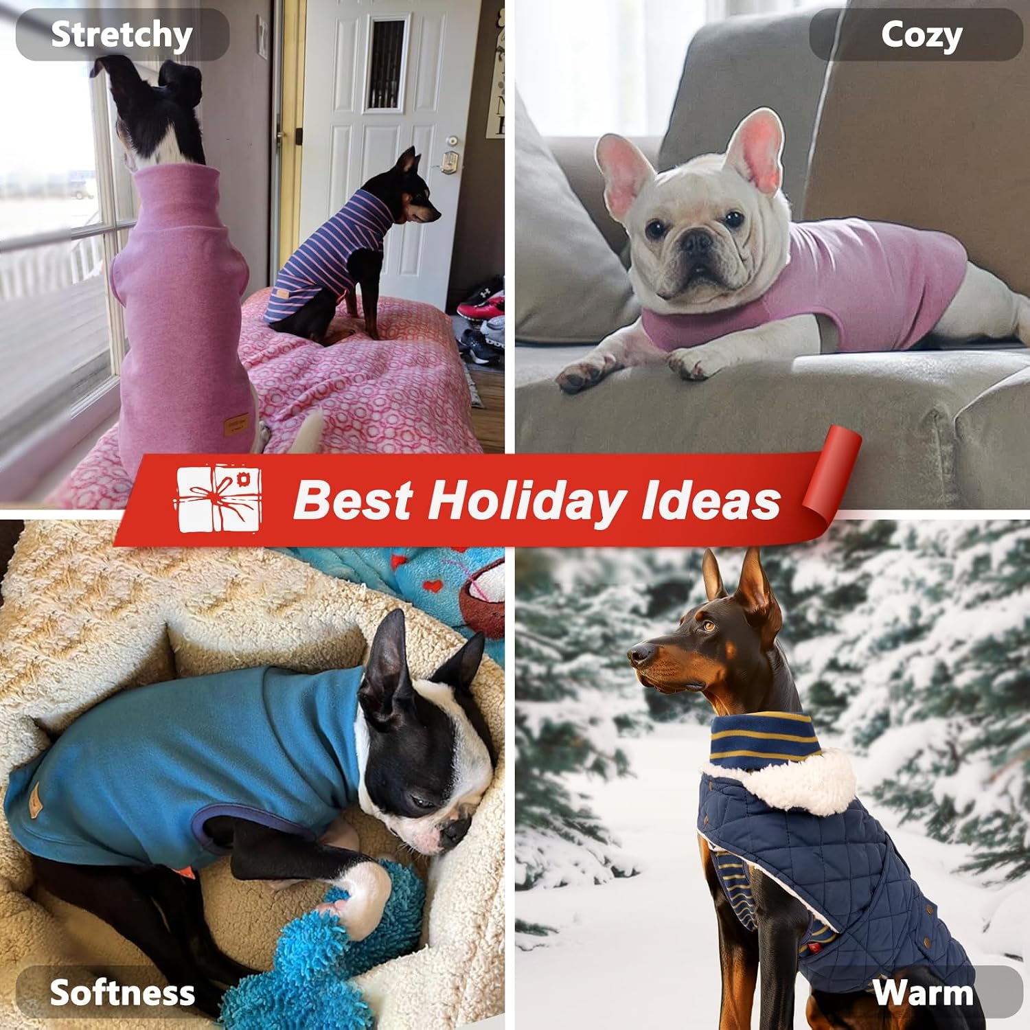 KYEESE 2Pack Dog Sweater Soft Dogs Clothes Warm Pets Clothes Turtleneck Pets Coats Dog Sweaters for Small Dogs Girl Pullover Small Pet Sweaters Stretchy Pet Sweatshirt - Image 3