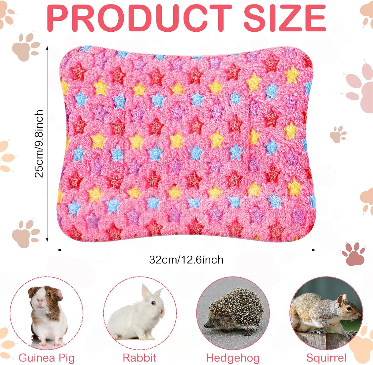 Tuanse 4 Pack Guinea Pig Bed Mat Bedding Rabbit All Season Soft Fleece Bed Pad for Small Animal Mattress Fleece Sleeping Pad for Hedgehogs Bunny Ferrets Hamster(Little Star,13 x 10 Inch) - Image 2