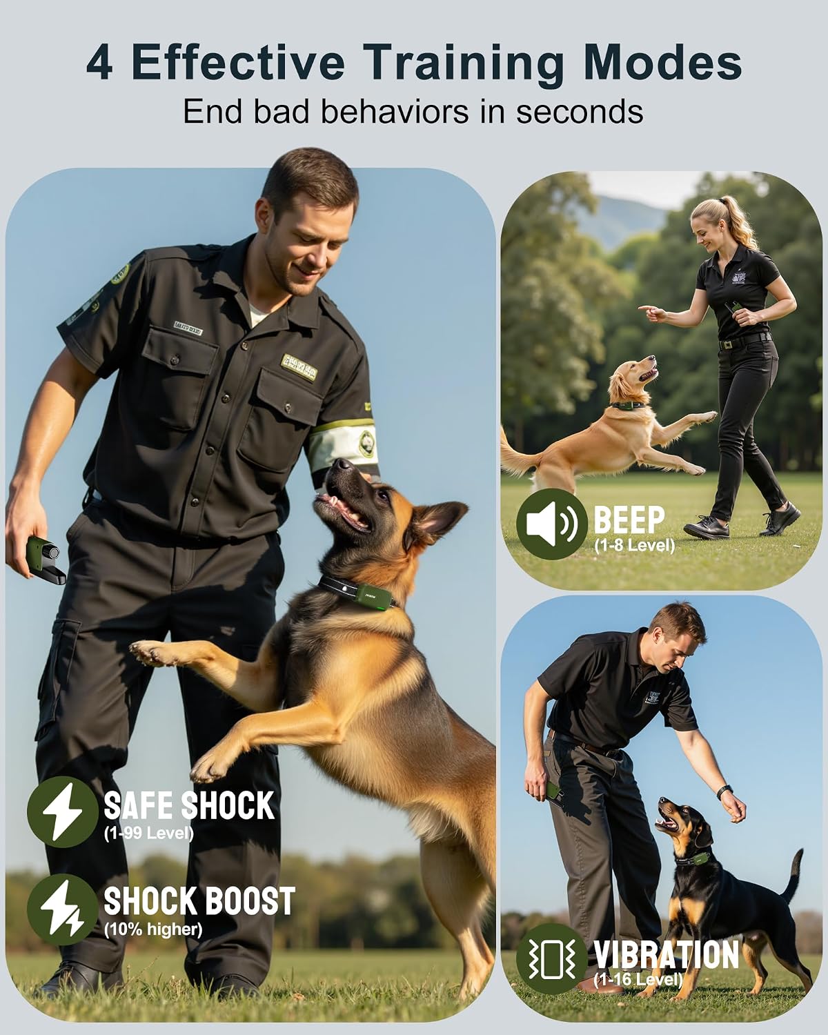 Dog Shock Collar - 4500FT Dog Training Collar with Remote, IPX8 Waterproof Electric Dog Collar with 4 Training Modes, Security Lock, Rechargeable eCollar for 10-120lbs Small Medium Large Dogs - Image 2