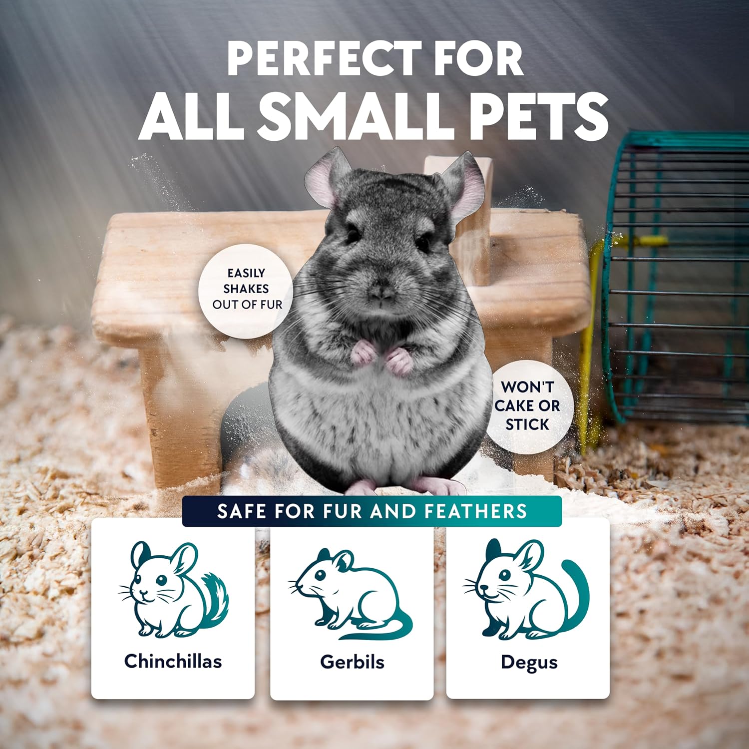 6 LB. Chinchilla Dust Bath Jar - Pure Cleansing Pumice Sand Dust for Cleaning Small Pets Like Gerbils, Mice, Degu - Premium, All Natural Dusting Powder - Chinchilla Accessories by Billy Buckskin - Image 4