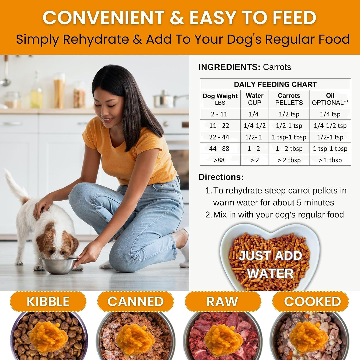 Olewo Original Carrots for Dogs – Fiber for Perfect Poop, Dehydrated Dog Food Toppers for Picky Eaters, Natural Skin & Coat Support, Multivitamin, Probiotics for Digestive & Gut Health, 1 lb - Image 7