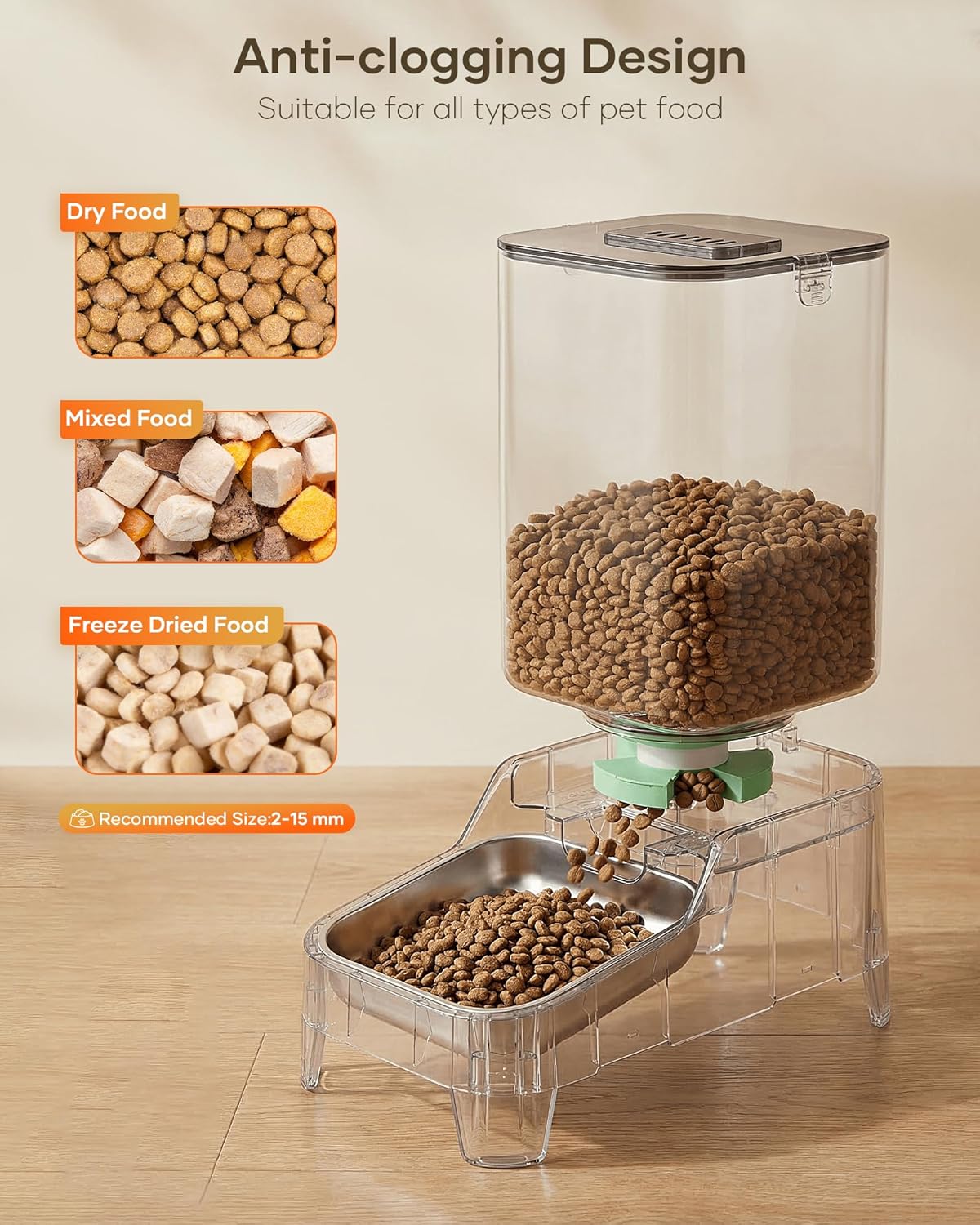 Automatic Dog Feeder with Elevated Stand - 7L Cat Food Dispenser with Large Food Tray, Timed Auto Cat Feeder for Dry Food, 6 Meals Per Day, No-Jam, Freshness Design, Detachable for Easy Clean - Image 5