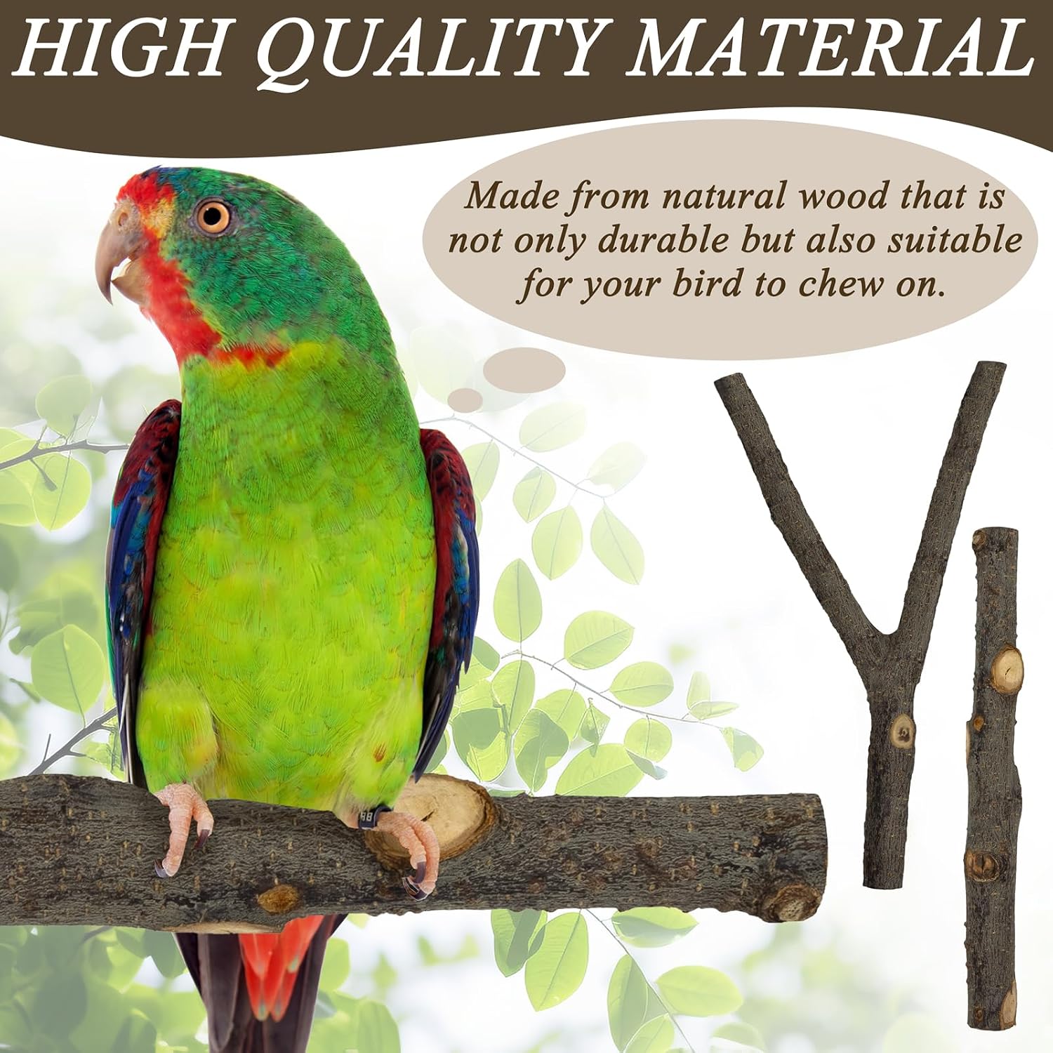 2 Pcs Parrot Perch Stand, Strong Suction Cup Bird Perch, Movable Perch Stand Bird Training Set, for Window Mirror Car Shower Ceramic Tiles Bath Wood Training Perch, for Bird, Cockatoo, Macaw, Parakeet - Image 3