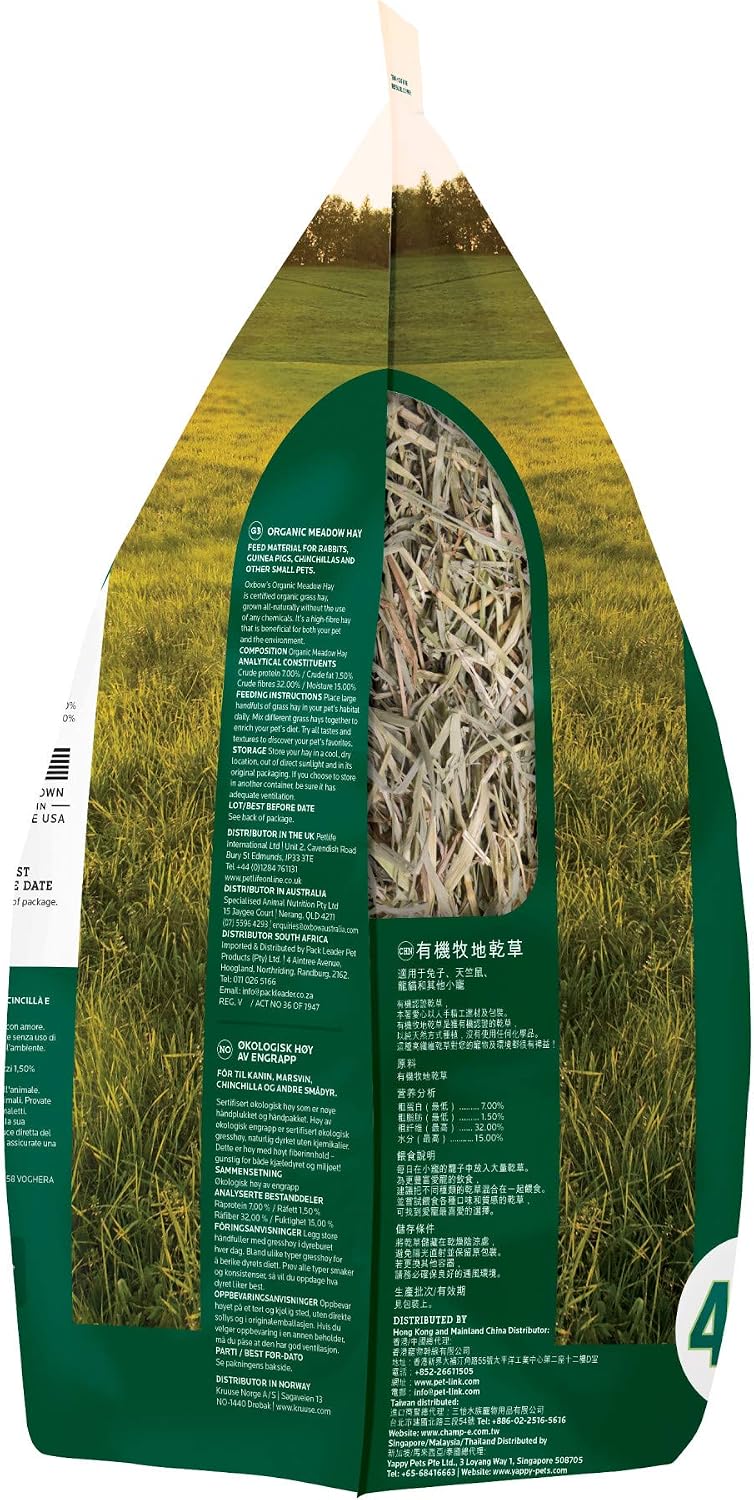 Oxbow Organic Meadow Hay, Guinea Pig & Rabbit Hay, Small Pet Bunny Supplies, All Natural Grass for Guinea Pig, Bunny, Chinchilla & Hamster, Rabbit Supplies for Bunnies, 40 oz Bag - Image 7