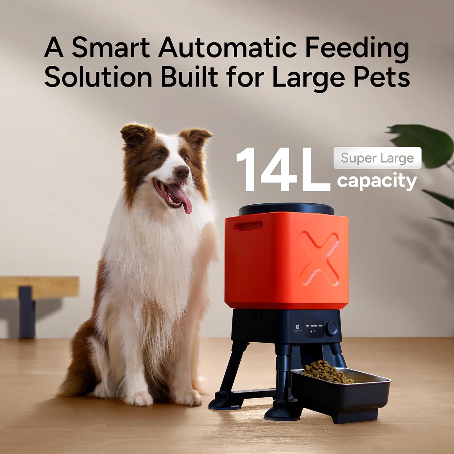 14L Automatic Dog Feeder for Large Breed – Extra Large Capacity, Anti-Blockage, Timed Auto Dog Food Dispenser, Dual Power Supply, Stainless Steel Bowl - Image 2
