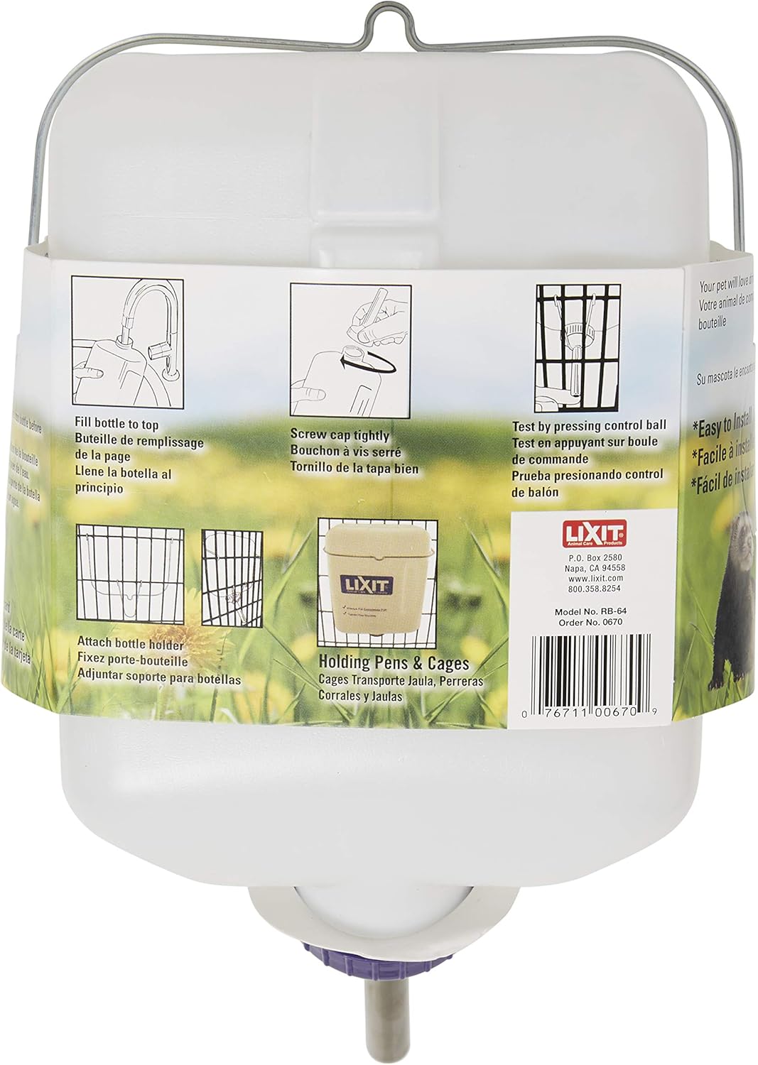Lixit® All-Weather Rabbit Water Bottle - 64 Ounce Widemouth Cage Water Bottles for Rabbits, Ferrets, Guinea Pigs, Rats, and Other Small Animals (White, 64 Ounce) - Image 3