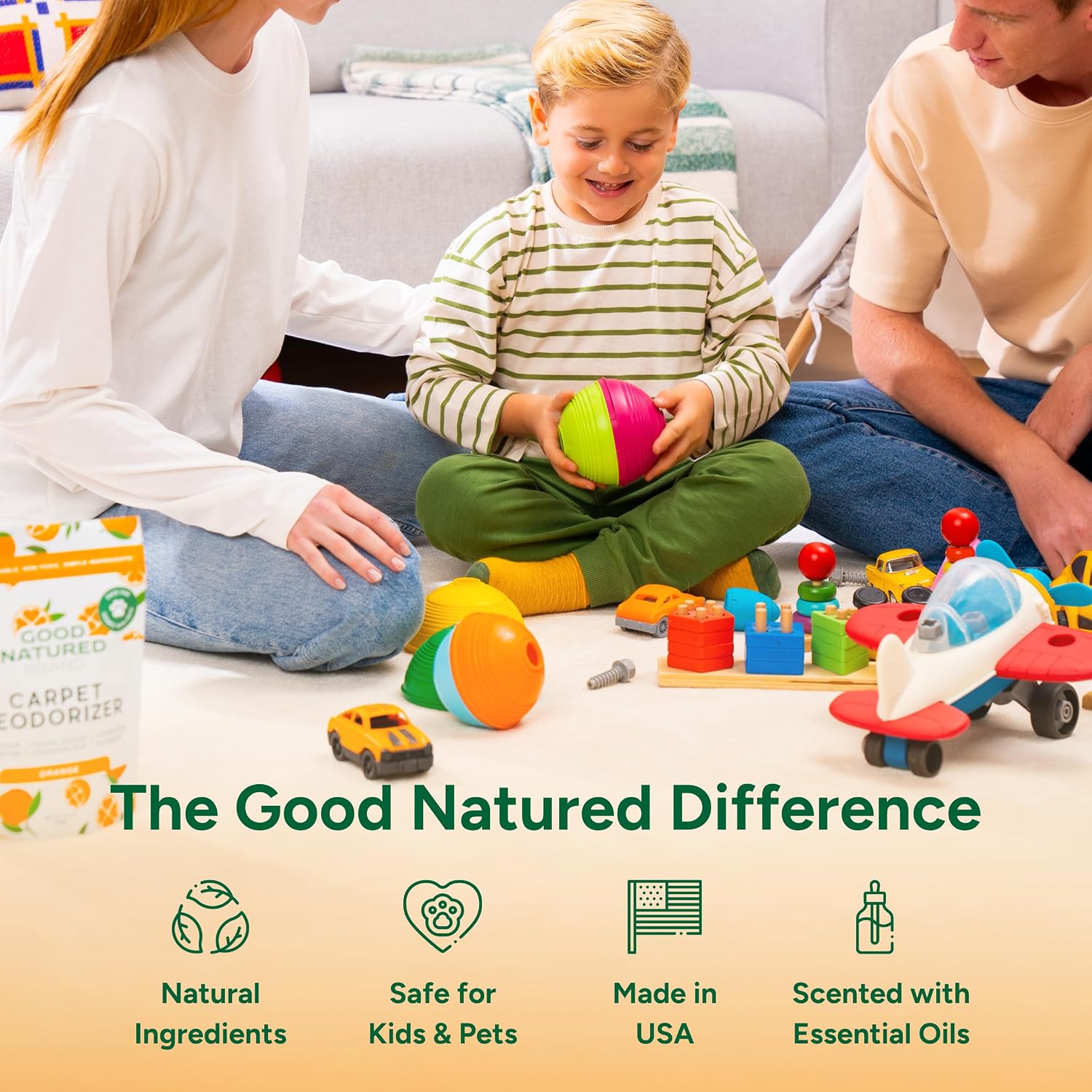 Good Natured Brand | Carpet Deodorizer & Freshener Powder | 31 oz Pet Odor Eliminator for Strong Odor & Pet Urine | Fresh Natural Sweet Orange Scent | Safe for Homes with Pets - Image 7
