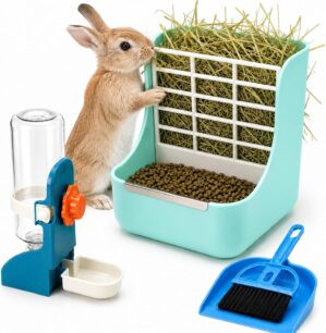 HERCOCCI Rabbit Hay Feeder and Wate...