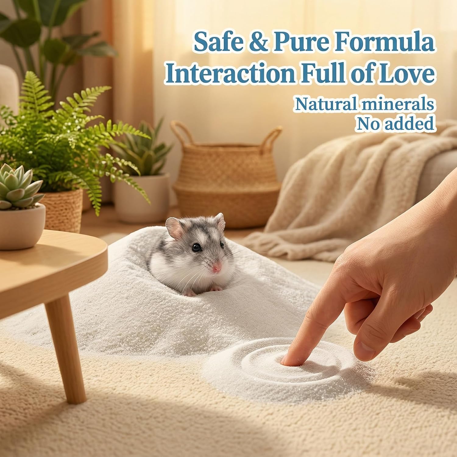 Sukh 47OZ Hamster Sand Bath - White Fine Silica Sand, Hamster Soft Cleaning | Sand Bath for Hamster, Guinea Pig, Rabbit, Chinchilla, Gerbil, Syrian Mice, Squirrel, Small Pet Cage Bedding Accessories - Image 2