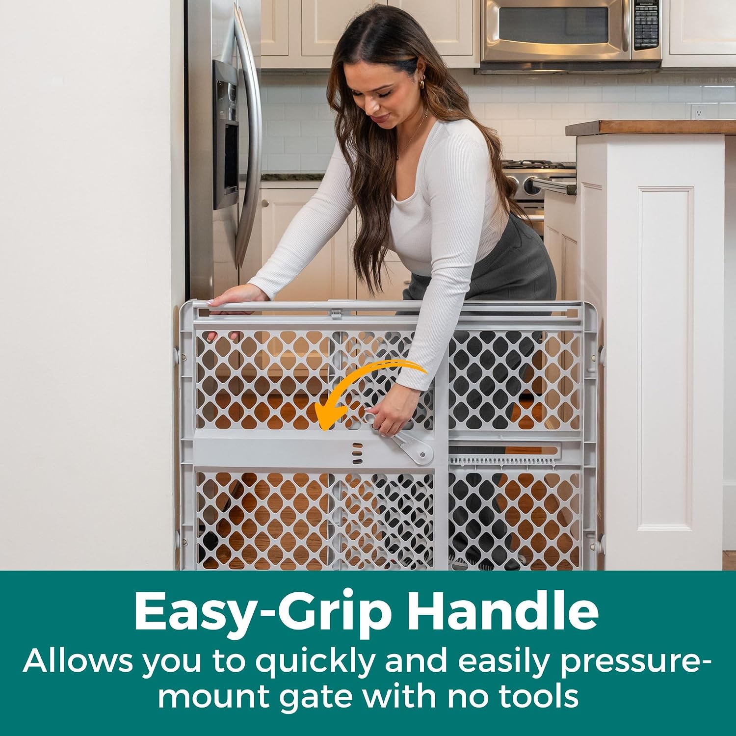 MYPET Universal Pet Gate: 26” - 42” Wide Dog Gate for Doorways with Pressure Fit or Swinging Door Hardware Mounting Types Included: 26" Tall; Gray - Image 3