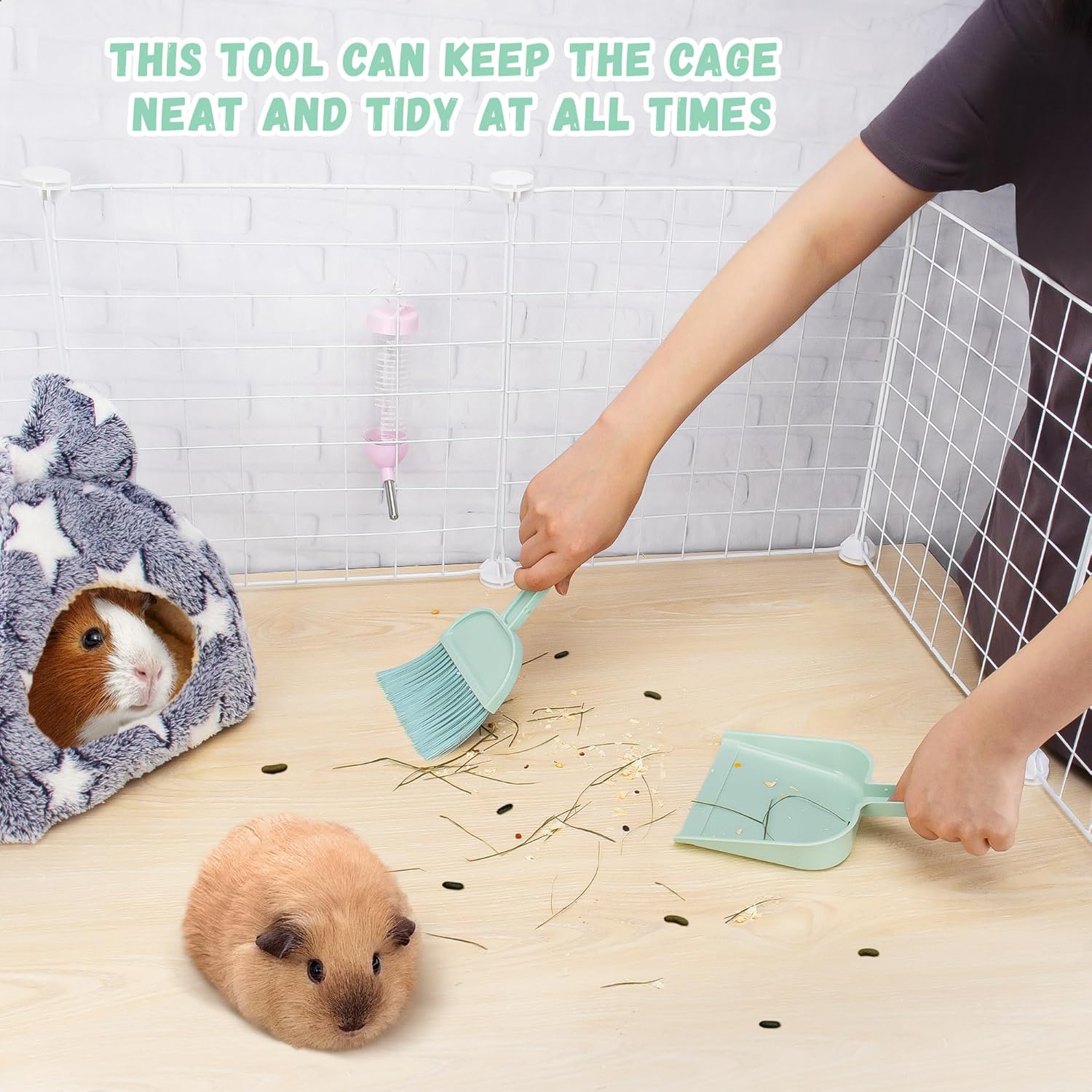 Cage Cleaner for Guinea Pigs Mini Dustpan and Brush Set for Chinchilla/Hamster/Bunny Small Animals Waste Cleaning Tool Kit - Image 2