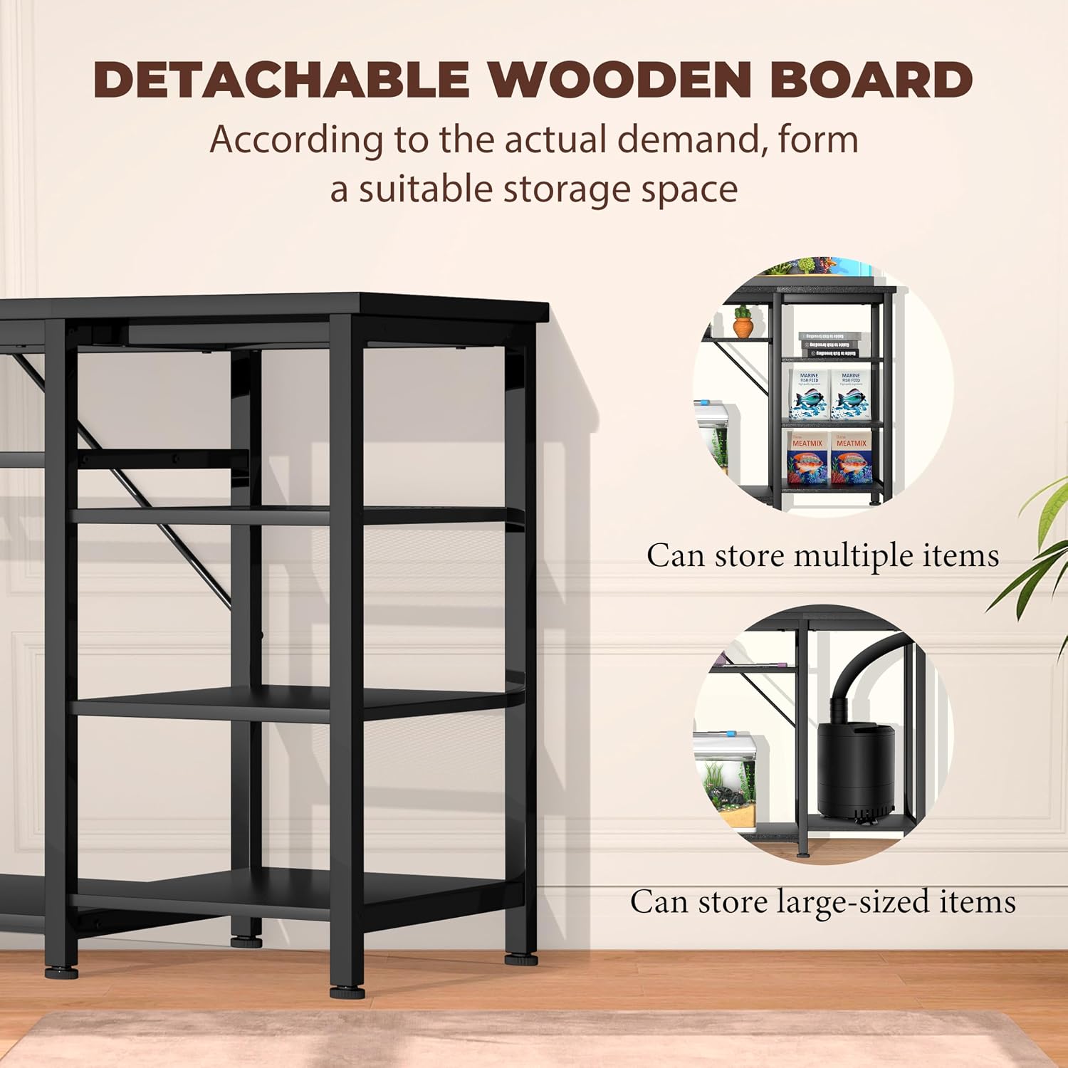 GRLEAF 40-50 Gallon Aquarium Stand: 900LB Capacity, Built-In Power Outlets, 3-Tier Shelves for Fish Tank Accessories Storage, Heavy-Duty Steel/Wood Hybrid for Fish & Reptile Tanks | Excludes Tank - Image 2