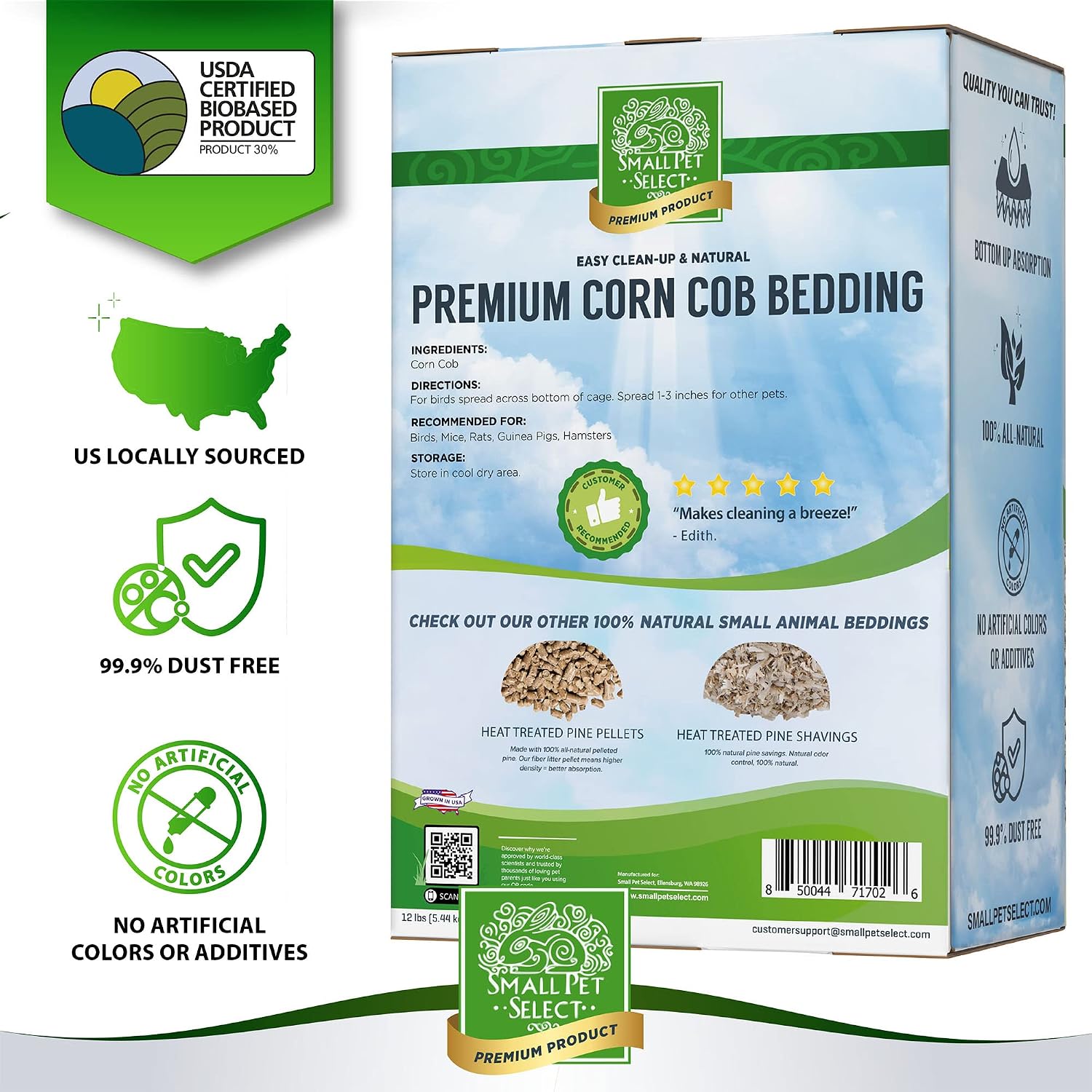 100% Natural Corn Cob Bedding for Pets - Small Pet Select Small Animal & Bird Cage Litter Safe for Hamsters, Guinea Pigs & More -12lb - Image 3