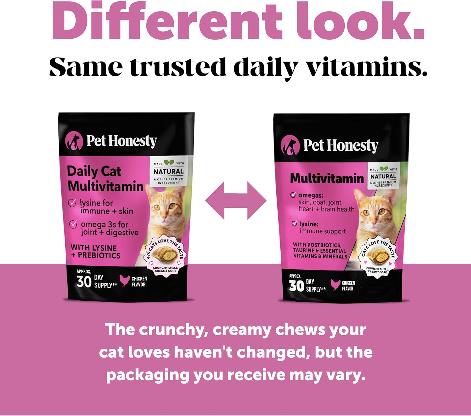 Cat Multivitamin Crunchy Creamy Chews - Daily Cat Vitamins with Lysine, Prebiotics, Omega 3 Fish Oil - Cat Treats for Immune Support, Skin Coat, Digestion, Heart + Joint Health (30-Day Supply) - Image 7