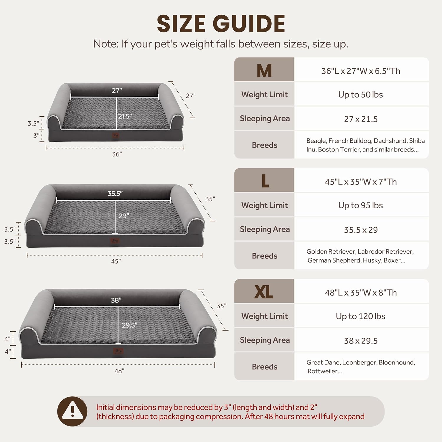 Large Dog Beds Large Sized Dogs 45x35x7 Inch, Orthopedic XXL XL Dog Bed for Medium Size Dogs, Big Waterproof Couch Sofa with Removable Washable Cover for Pet, Dark Grey - Image 7