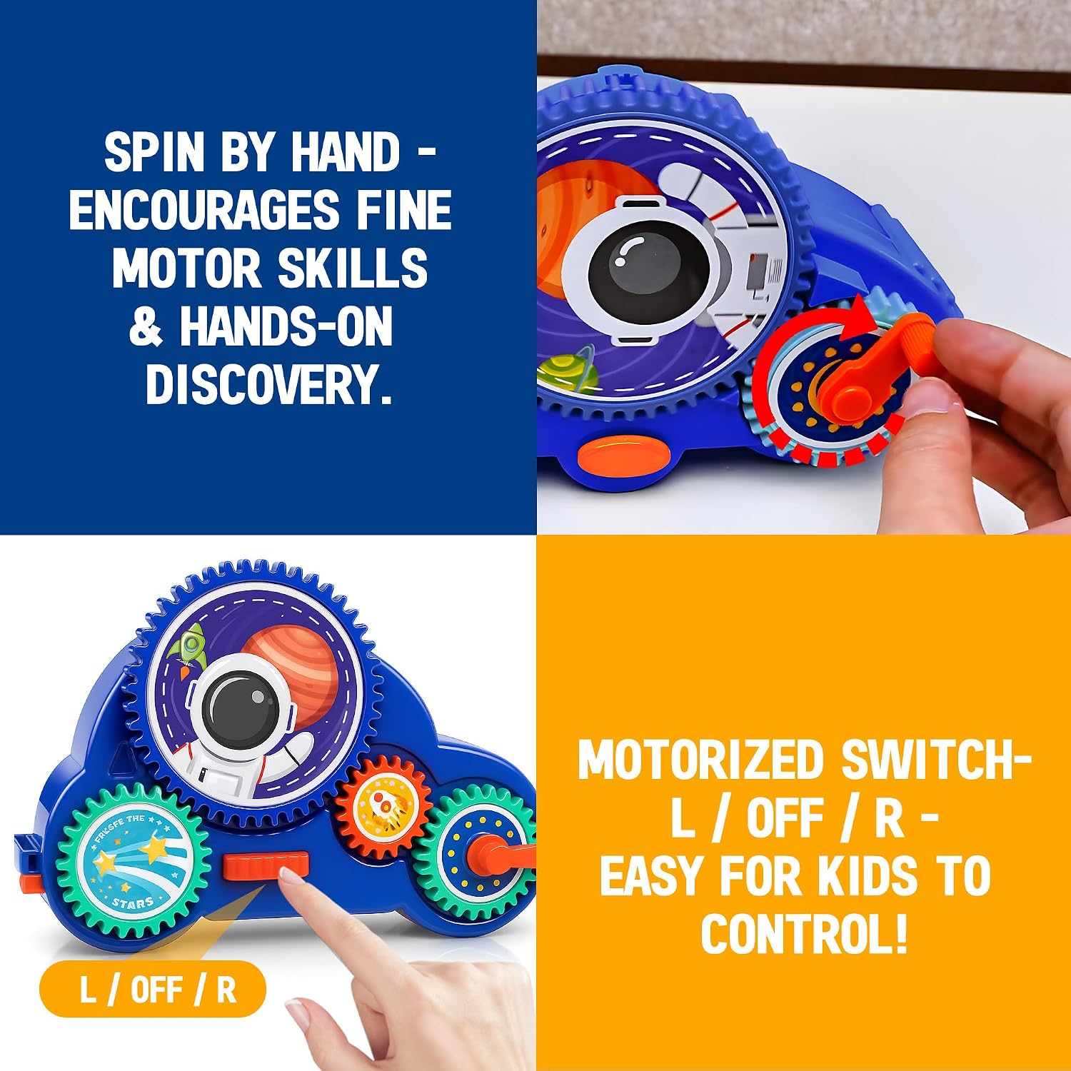Motorized Spinning Gear Building Toys for Kids, Space Rocket STEM Construction Set, Educational Interlocking Building Blocks Puzzle | Gear Toys for Toddlers Ages 3-8 | Interlocking Building Blocks, Gear Construction Play, Fine Motor Skills, Educational Puzzle Toy for Kids Ages 3-8 - Image 4