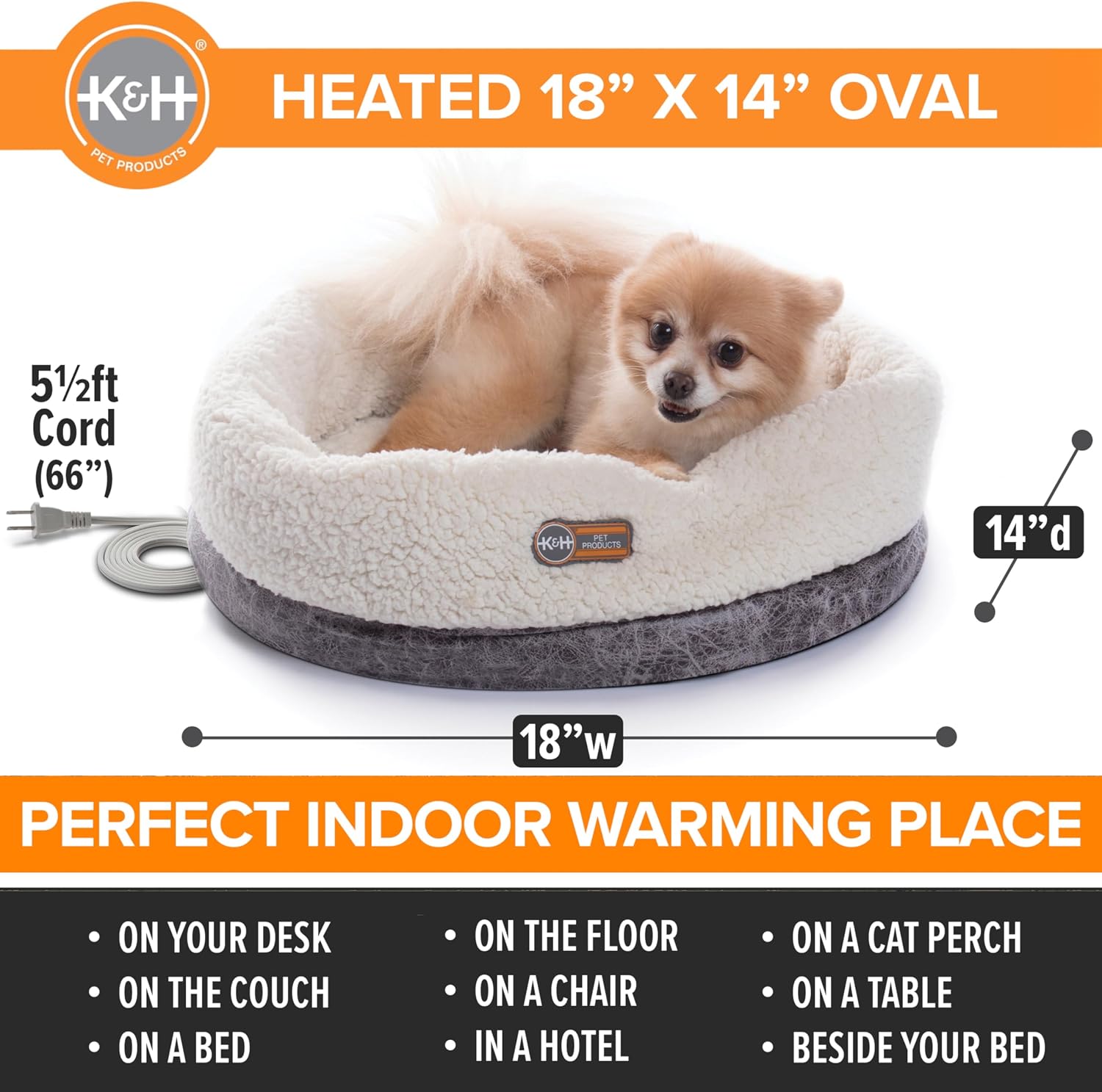 K&H Pet Products Heated Cat Bed Indoor, Thermo-Snuggle Cup Bomber Soft Heated Pet Bed for Large Indoor Cats and Small Dogs, Machine Washable, Waterproof Heated Pad, Safety Listed - 18 X 14in Gray - Image 2