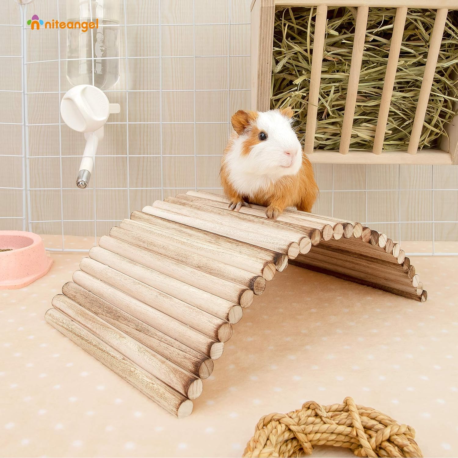 Niteangel Small Animal Climbing Toys - Suspension Bridge Ladder for Hamsters Gerbils Mice Rats Guinea Pigs or Other Small Pets (15.7'' x 7.8'') - Image 5