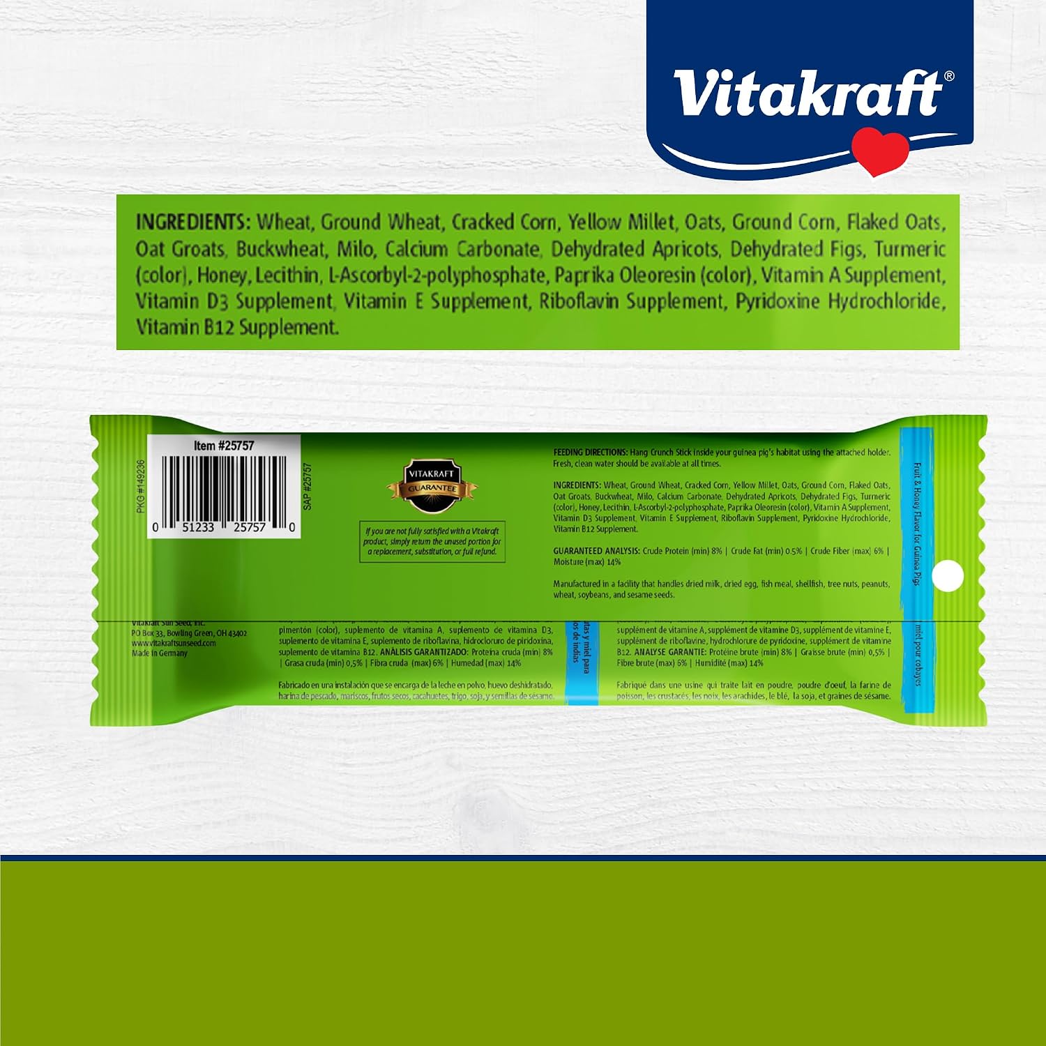 Vitakraft Guinea Pig Fruit & Honey Treat Sticks 2 Pack, 3.5 Ounce, Enriched Snack with Wooden Chew Core for Dental Health - Image 7