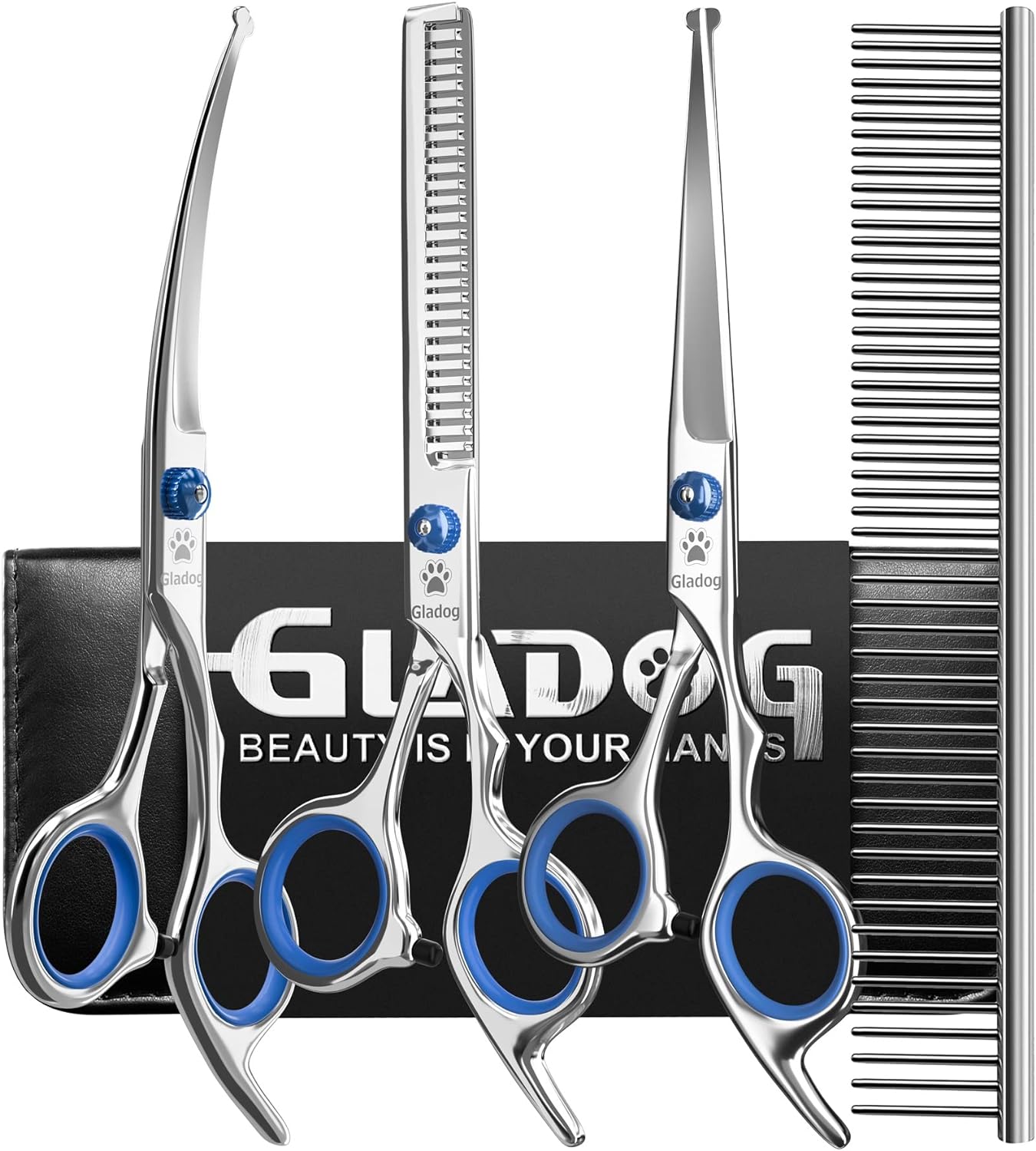 GLADOG Professional 5 in 1 Dog Grooming Scissors Set with Safety Round Tips, Sharp and Heavy-duty Pet Grooming Shears for Cats - Image 7
