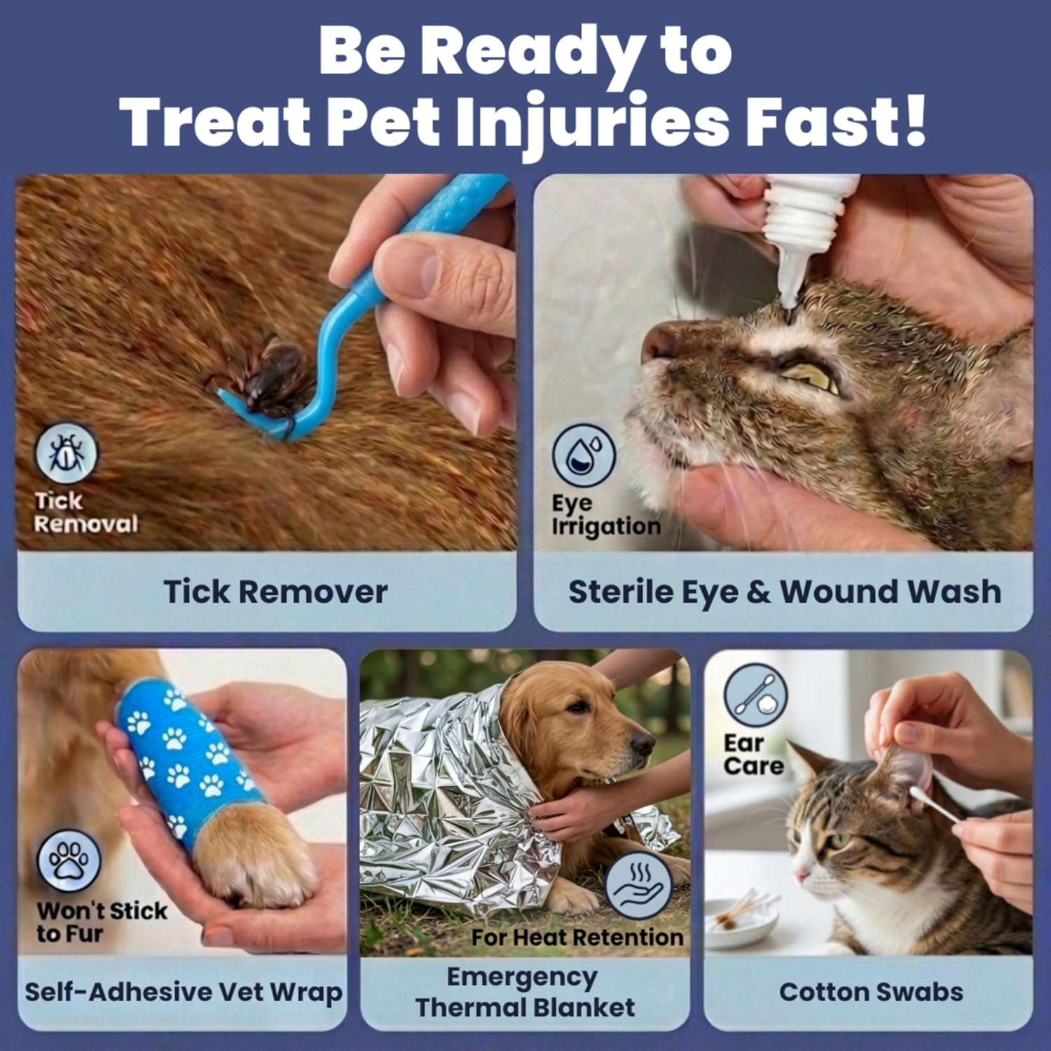 Dog First Aid Kit - Vet Approved Emergency Supplies - Pet First Aid Kit Guide, Tick Remover, Thermal Blanket & More - Compact Dog Gear for Hiking, Camping & Backpacking (Travel Pack) - Image 2