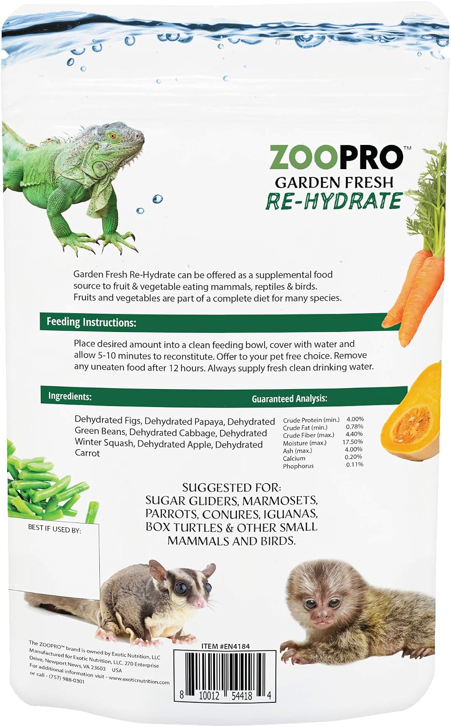 Exotic Nutrition Garden Fresh Re-Hydrate - High Calcium Dried Fruit & Vegetable Mix - for Sugar Gliders, Marmosets, Parrots, Conures, Iguanas, Turtles, Lizards, Bearded Dragons, & Other Small Pets - Image 3